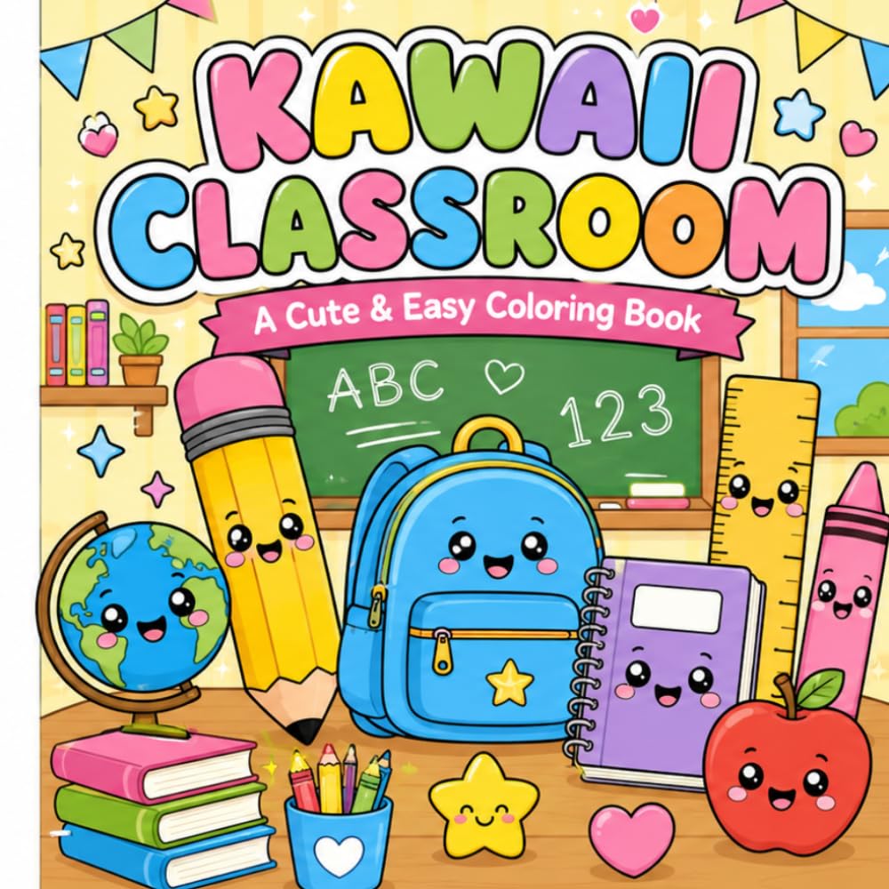 Kawaii Classroom: A Cute & Easy Coloring Book