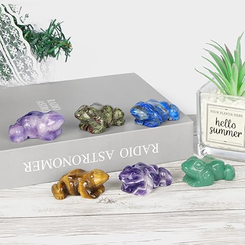 Miniatura 6 de SMQ Rana de cristal de 2 pulgadas, figura de lapislázuli natural, estatua tallada a mano, animal de piedra curativa con caja de regalo