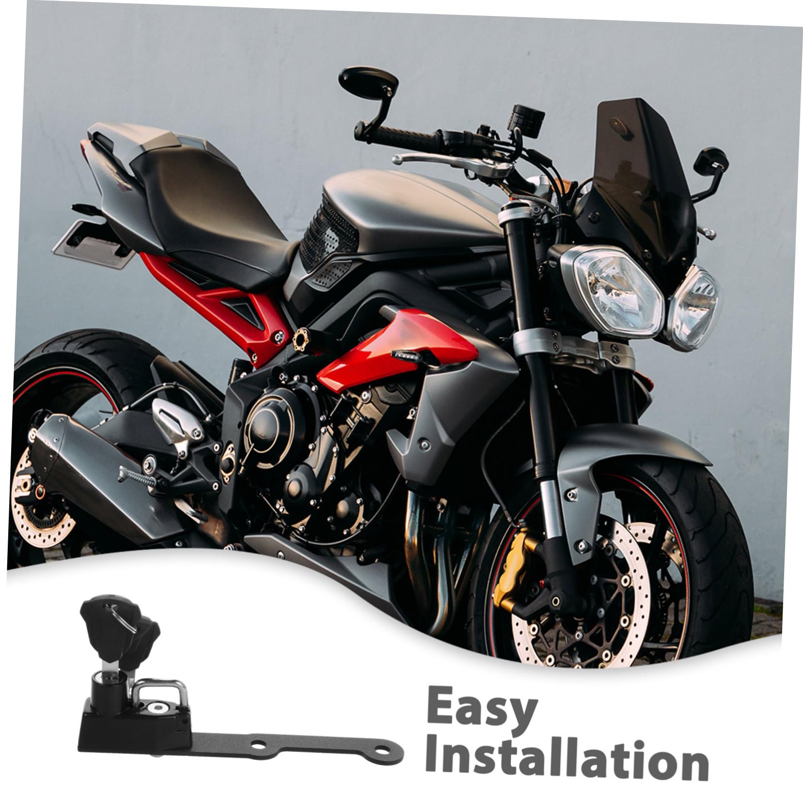 Zerodeko Antivol Multifonction Noir Moto de Métal de Sécurité Verrou Casque Installation Simple pour Moto et Scooter