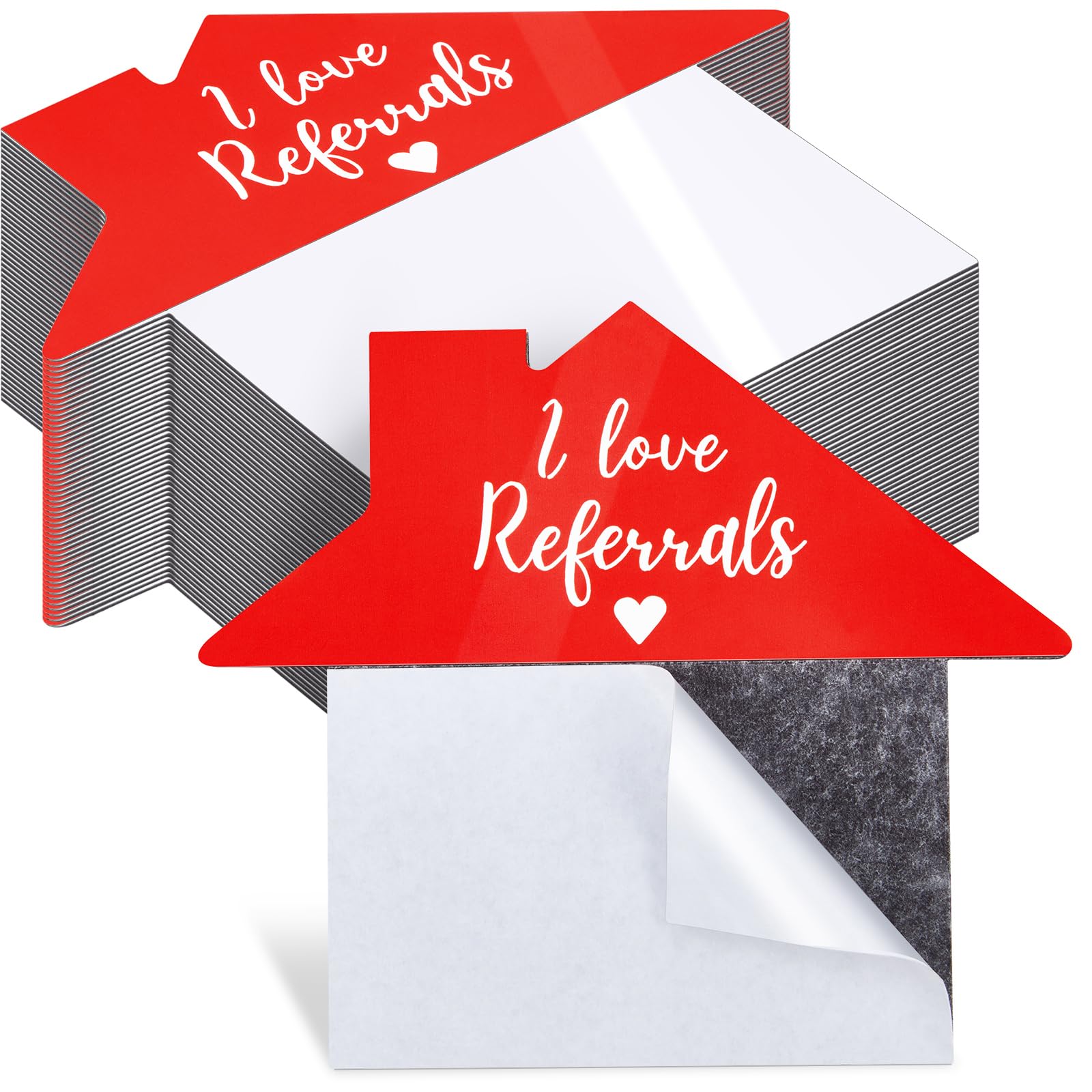 Copkim 50 Pcs House Shaped Real Estate Marketing Business Card Magnets Easy Peel and Stick Adhesive Magnet for Essential Large, Mid and Small Business Supplies, 4.13 x 4.72 Inch