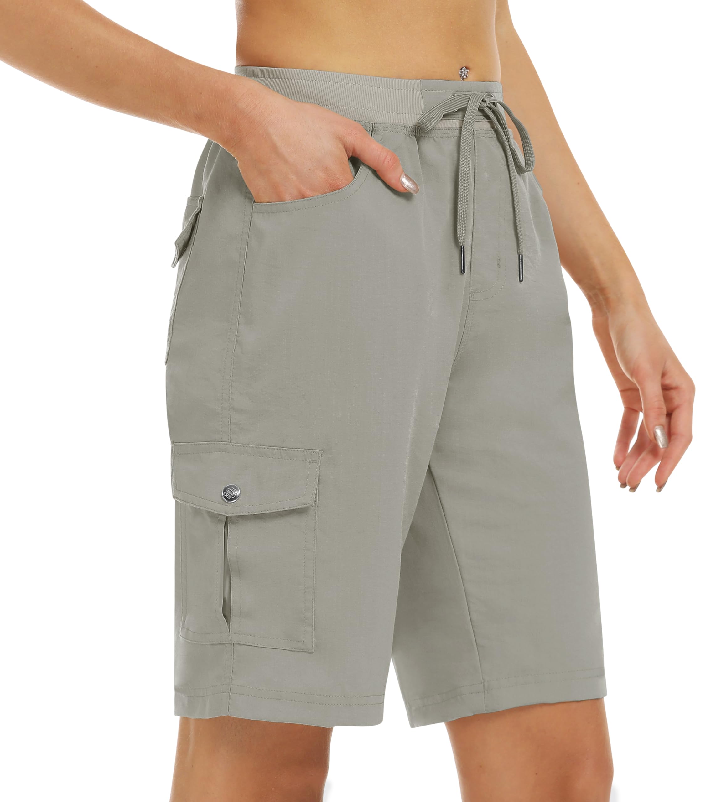 MoFiz Women's Hiking Cargo Short 6 Pocket Quick Dry Lightweight 10" Athletic Casual Summer Short