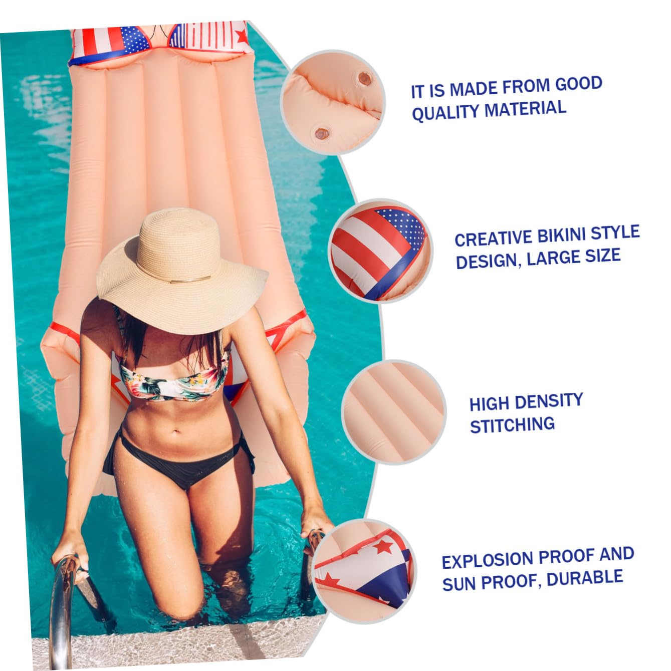 Materassino Mare Gonfiabile Rosso in Pvc, Letto Galleggiante Estivo | Festa Estiva, Leggero e Portatile, Design Bikini Creativo, Uso Adulti in Piscina