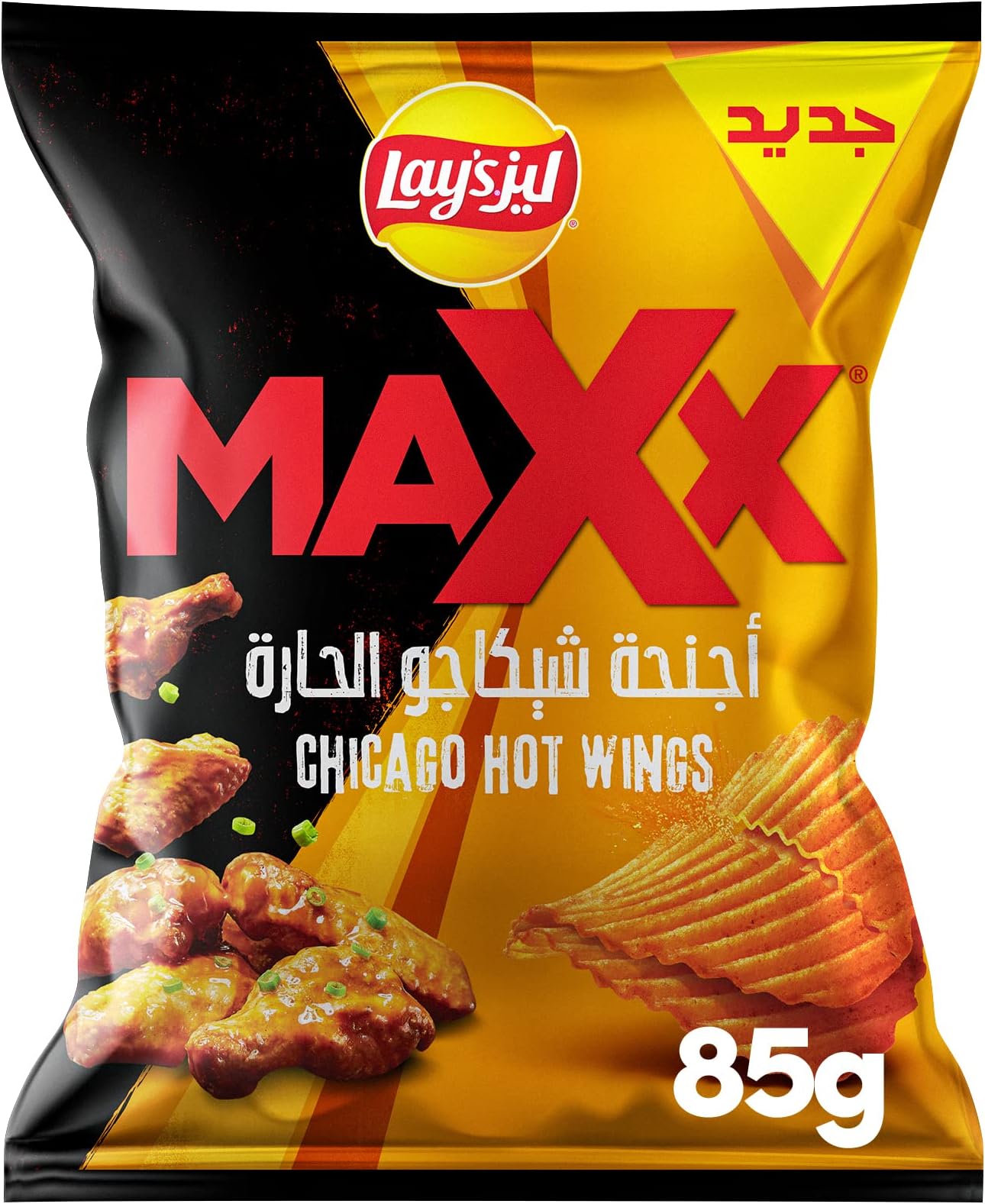 Lay's Maxx, Hot Wings Flavor Potato Chips,85g, Yellow