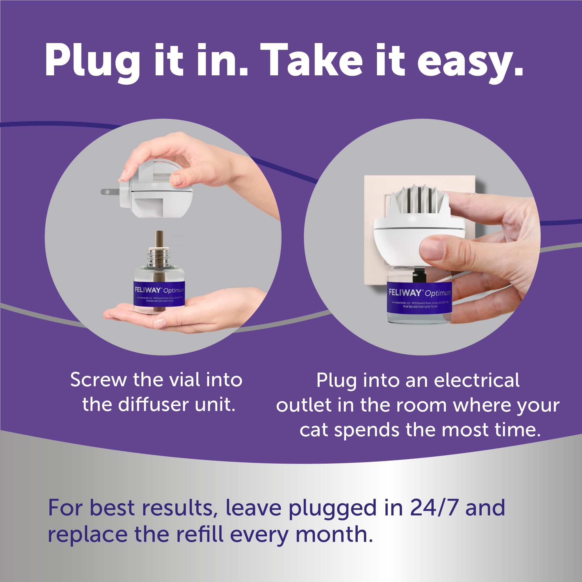 FELIWAY Optimum Cat, Enhanced Calming Pheromone Diffuser: 1 Diffuser Kit & 3 Refills - image 7