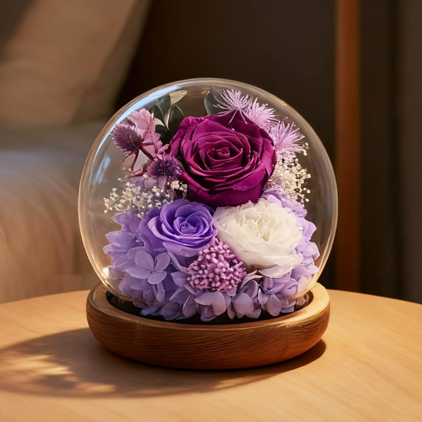 40 50 60th Birthday Gifts for Women, Flowers for Delivery Forever Preserved Rose Flower in Glass Gifts for Mom Grandma Wife Sister Her, Home Indoor Desk Table Shelf Decor Modern Farmhouse Decor