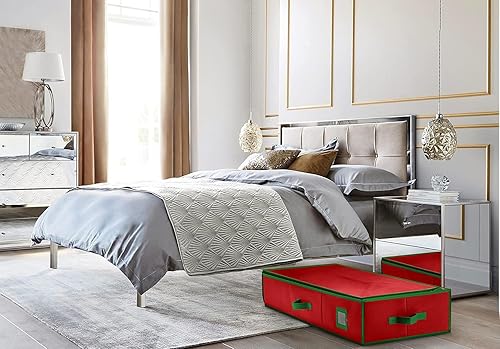 Miniatura 8 de Organizador de papel de regalo de alta calidad, soporte para papel de regalo con bolsillos adicionales para decoraciones navideñas, asas reforzadas,