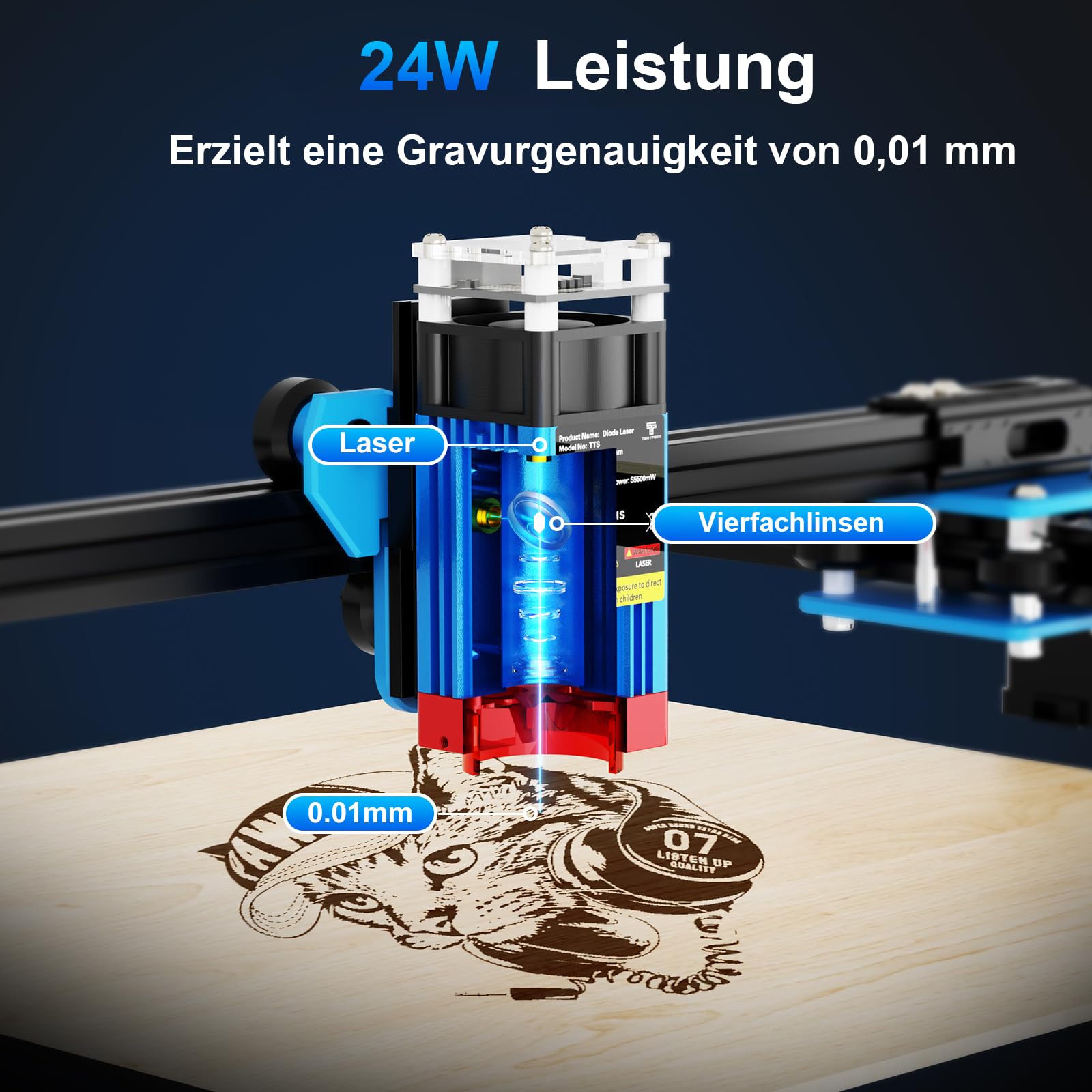 Twotrees TTS 55 Pro Laser Graviermaschine, 5.5W Laser Cutter, 30000mm/min, Offline-Steuerung über App, Graviermaschine Mit Schutzbrille für Holz, Leder, Acryl, 300x300mm Arbeitsbereich