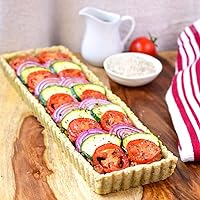 Vista 6 de Webake Sartén para tartas con parte inferior extraíble, sartén rectangular de 14 pulgadas para quiche perforada, bandeja antiadherente para hornear