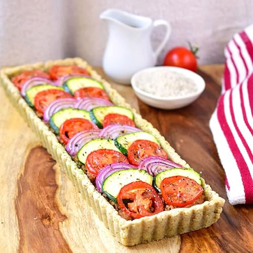 Miniatura 6 de Webake Sartén para tartas con parte inferior extraíble, sartén rectangular de 14 pulgadas para quiche perforada, bandeja antiadherente para hornear