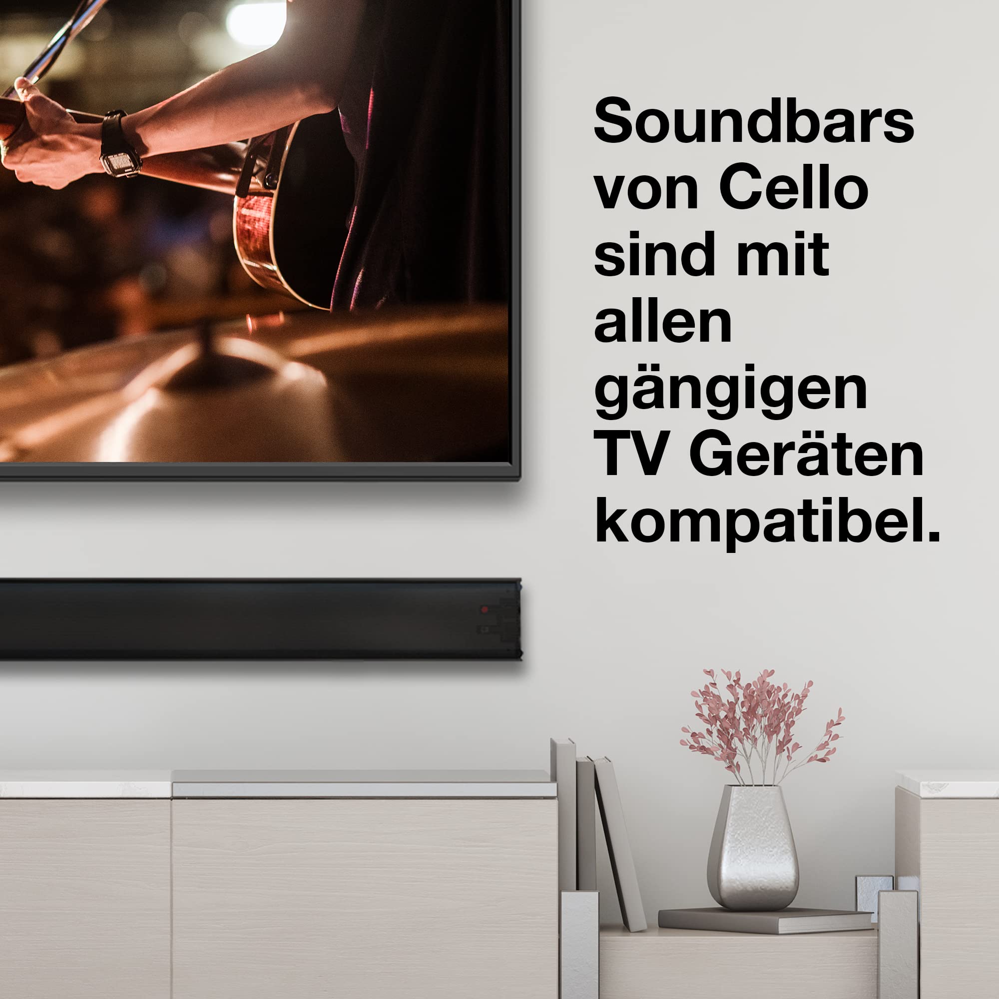 Cello YWS15M-DE TV soundbar 2 x 10 W + 20 W = 40 W kabel Bluetooth 12 V do telewizorów kempingowych, zasilacz czarny