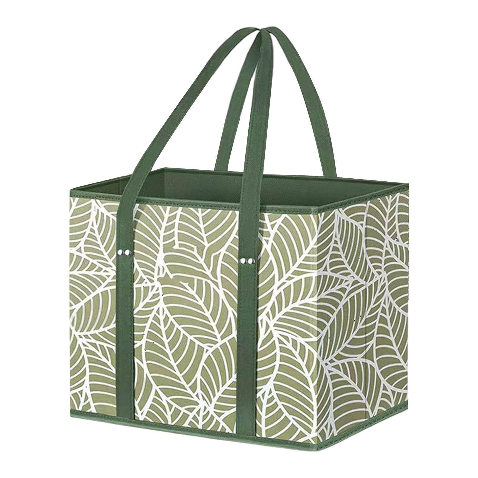 Multipurpose Nonwoven Shopping Basket Foldable Grocery Bag with Florals Pattern for Supermarket Outdoor Use Foldable Grocery Basket