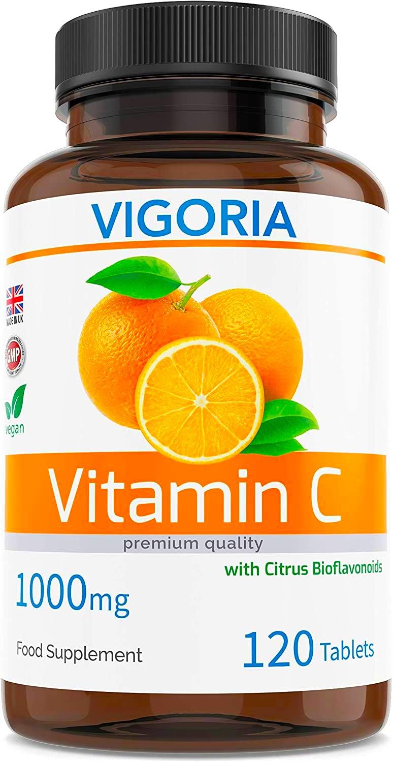 Vitamin C with Citrus Bioflavonoids – General Health and Wellbeing – Antioxidant, Immune System Health, Healthy Skin, Teeth Gums and Joints – Vegan – 1000 mg and 120 Tablets - Manufactured in The UK