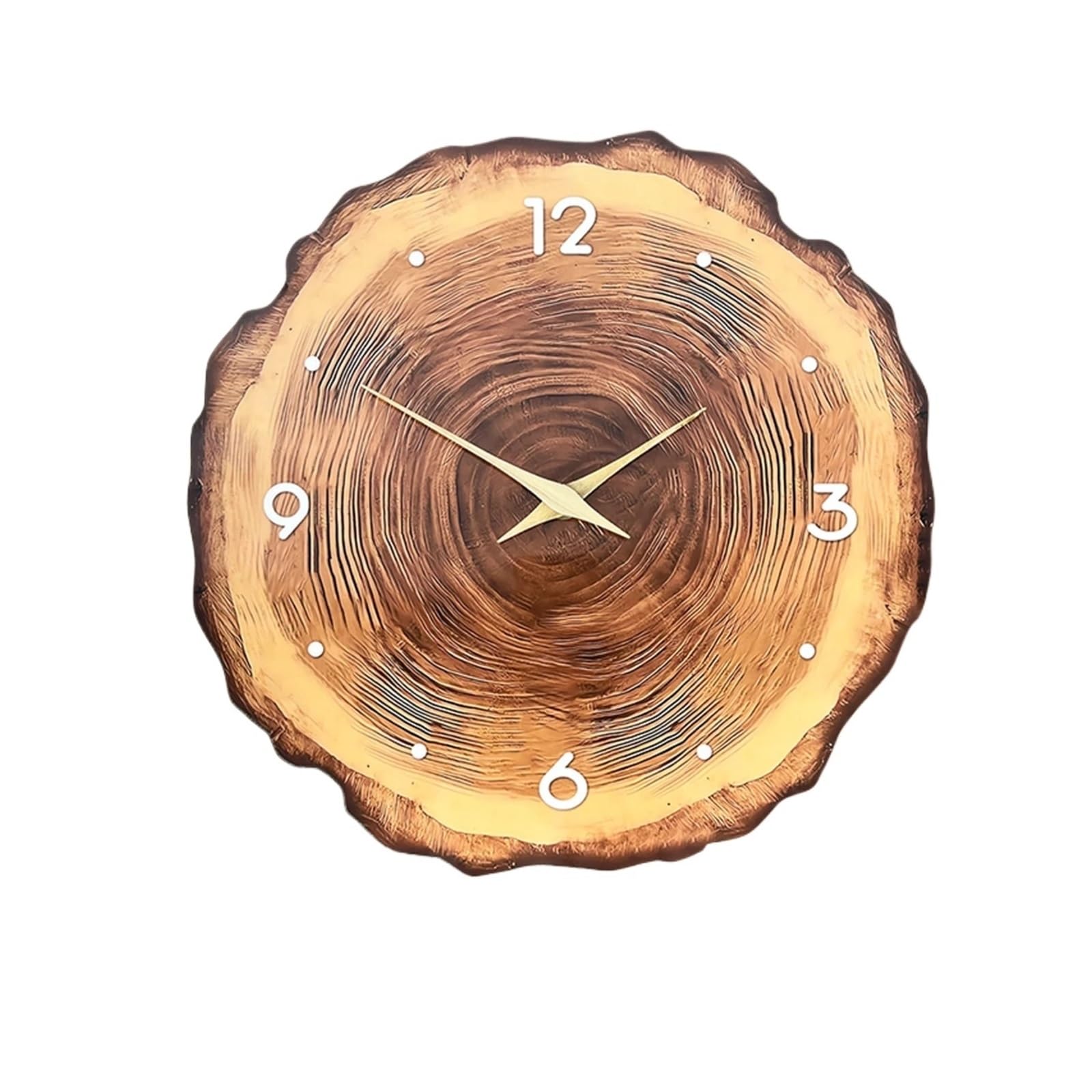 DSFDFDG Wooden Ring Veneer Wall Clock, Flat Wood Cross Section Texture Pattern Solid Pointer Design(16inch)