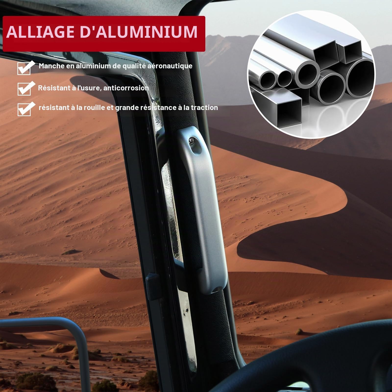 Lot de 2 accessoires de poignée en alliage d'aluminium argenté mat pour Defender 110 90