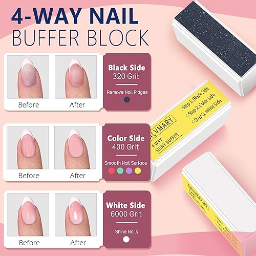Miniatura 3 de Kit de bloque de brillo de uñas, todo en uno, 4 vías, brillante, pulidor de uñas, bloques suavizantes para uñas naturales, 4 unidades