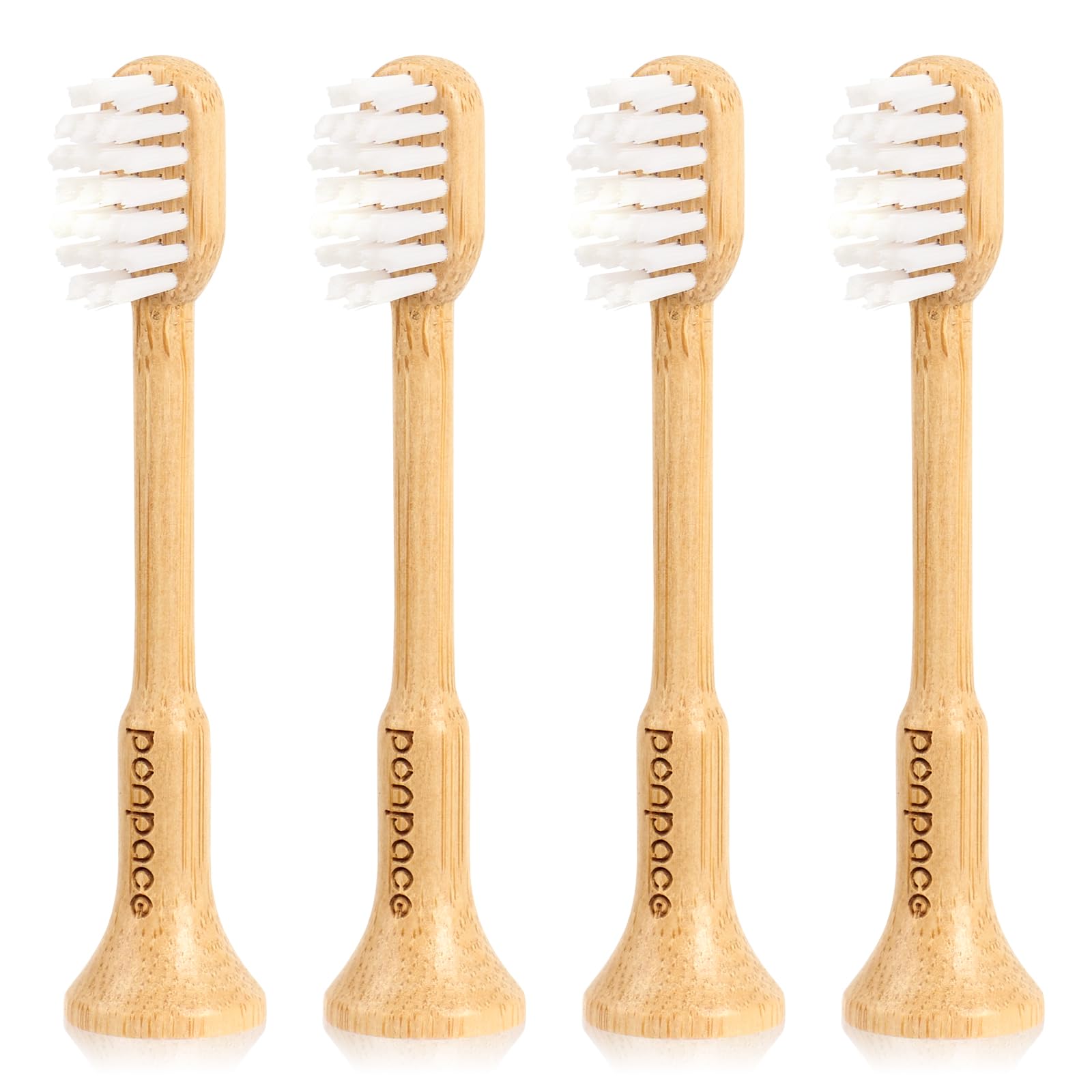 PONPACE Bamboo Toothbrush Heads Compatible with AquaSonic, Extra Soft Castor-Oil Bristles for Sensitive Teeth, Eco-Friendly & Gentle Cleaning