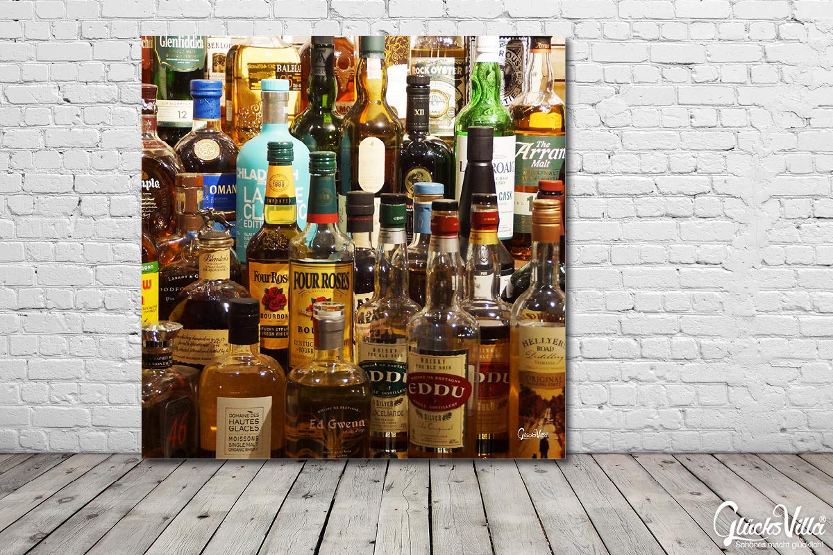 Glücksvilla - Drinks 2 - (Leinwand-Bild 5 cm, 50 x 50 cm) | div. Maße - aus DE - Kunstdruck XXL Deko Wandbild Quadrat - Getränke Bar Alkohol Restaurant