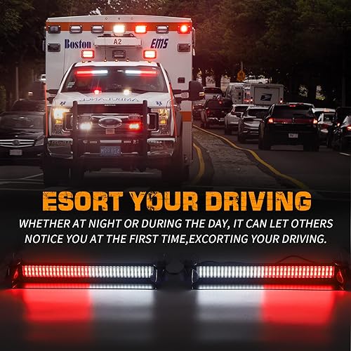 Miniatura 2 de XRIDONSEN Luces estroboscópicas de emergencia para salpicadero 144 LED color rojo y blanco para parabrisas interior luces de bombero advertencia
