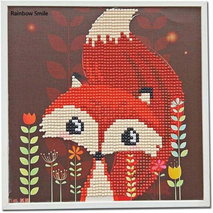 XUBX Diamond Painting for Kids，Diamond Art by Number Kits for Children Boys and Girls Gift (Fox)