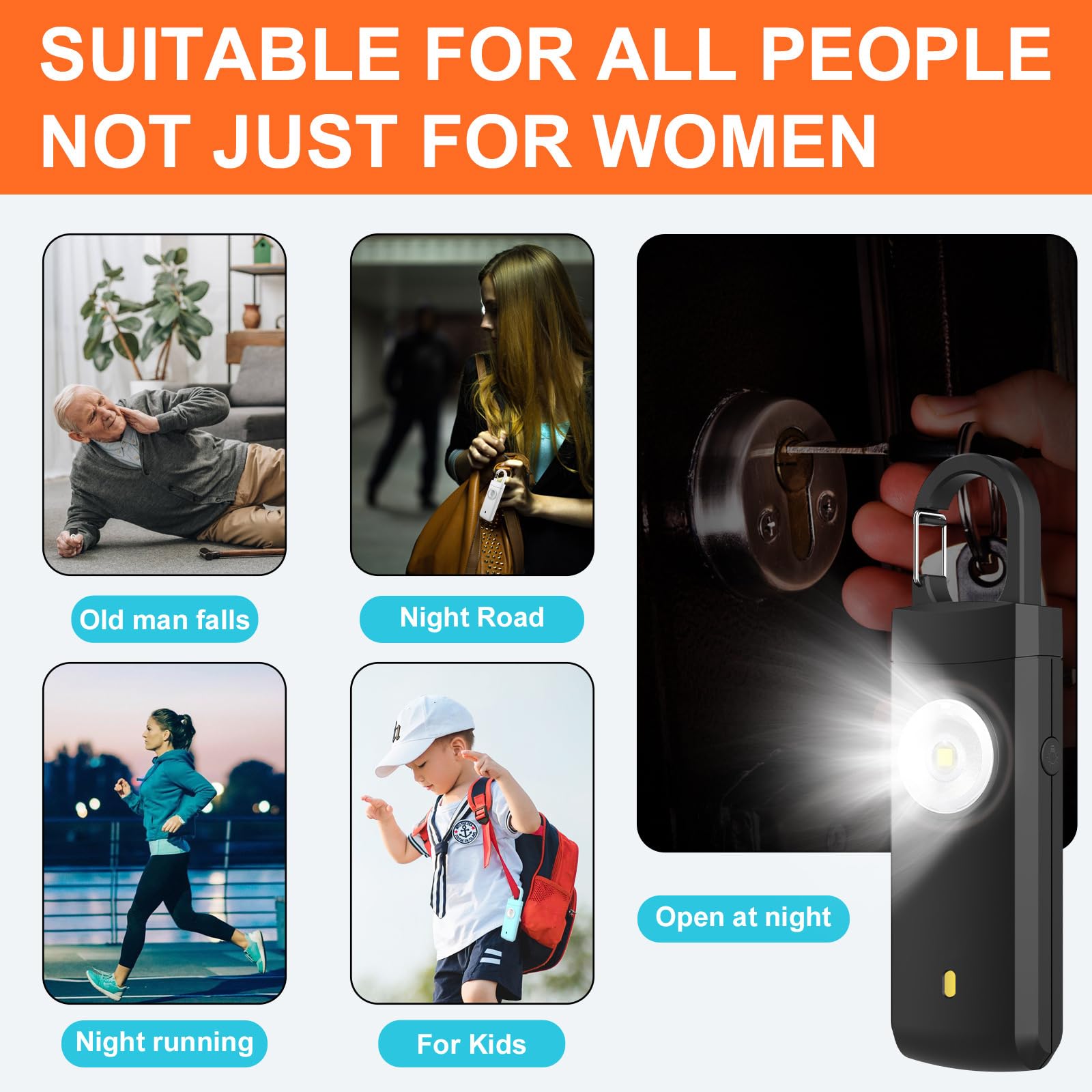 LockRing V1 – L’Alarme Qui hurle pour Vous défendre Alarme personnelle 130 DB avec lumière stroboscopique LED, Rechargeable USB-C, compacte et Portable pour Femmes et Hommes