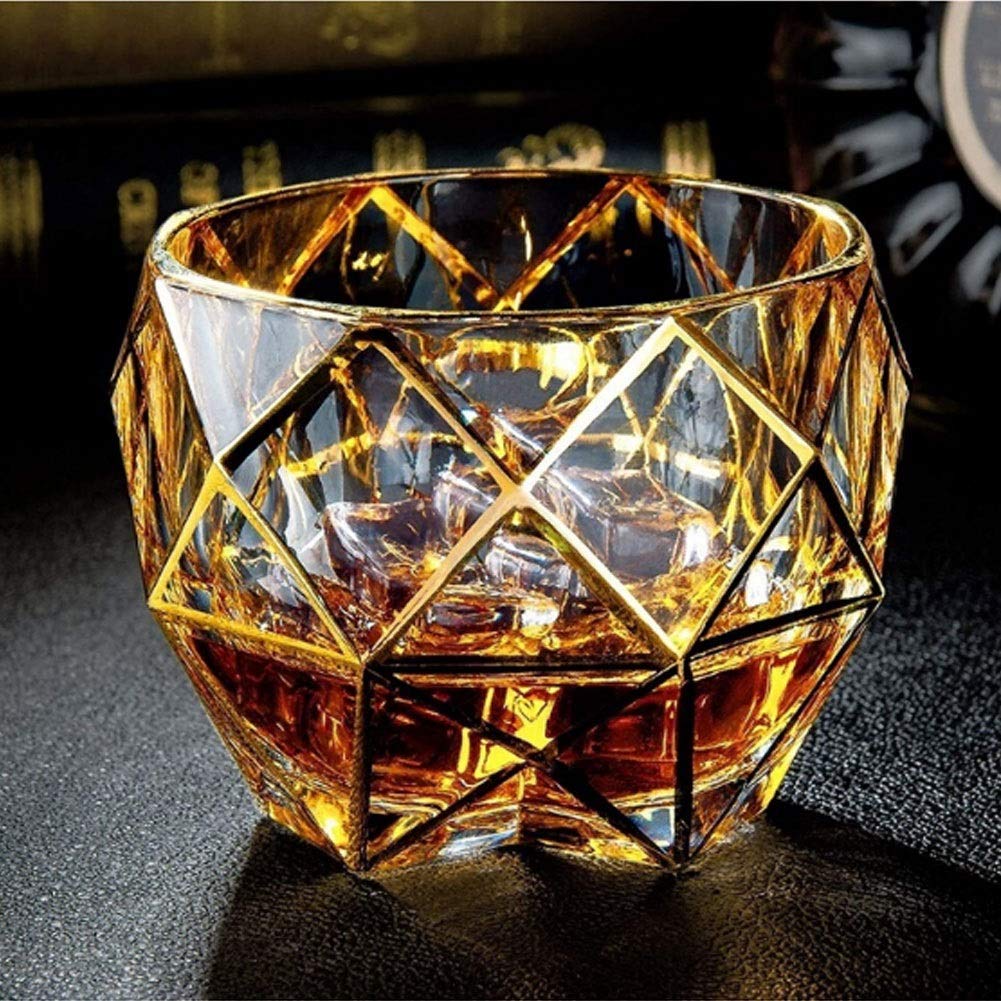 Karafki do wina, kieliszki do whisky, bezołowiowy materiał kryształowy, luksusowy złoty design, artykuły gospodarstwa domowego, zestaw upominkowy dla mężczyzn (D)