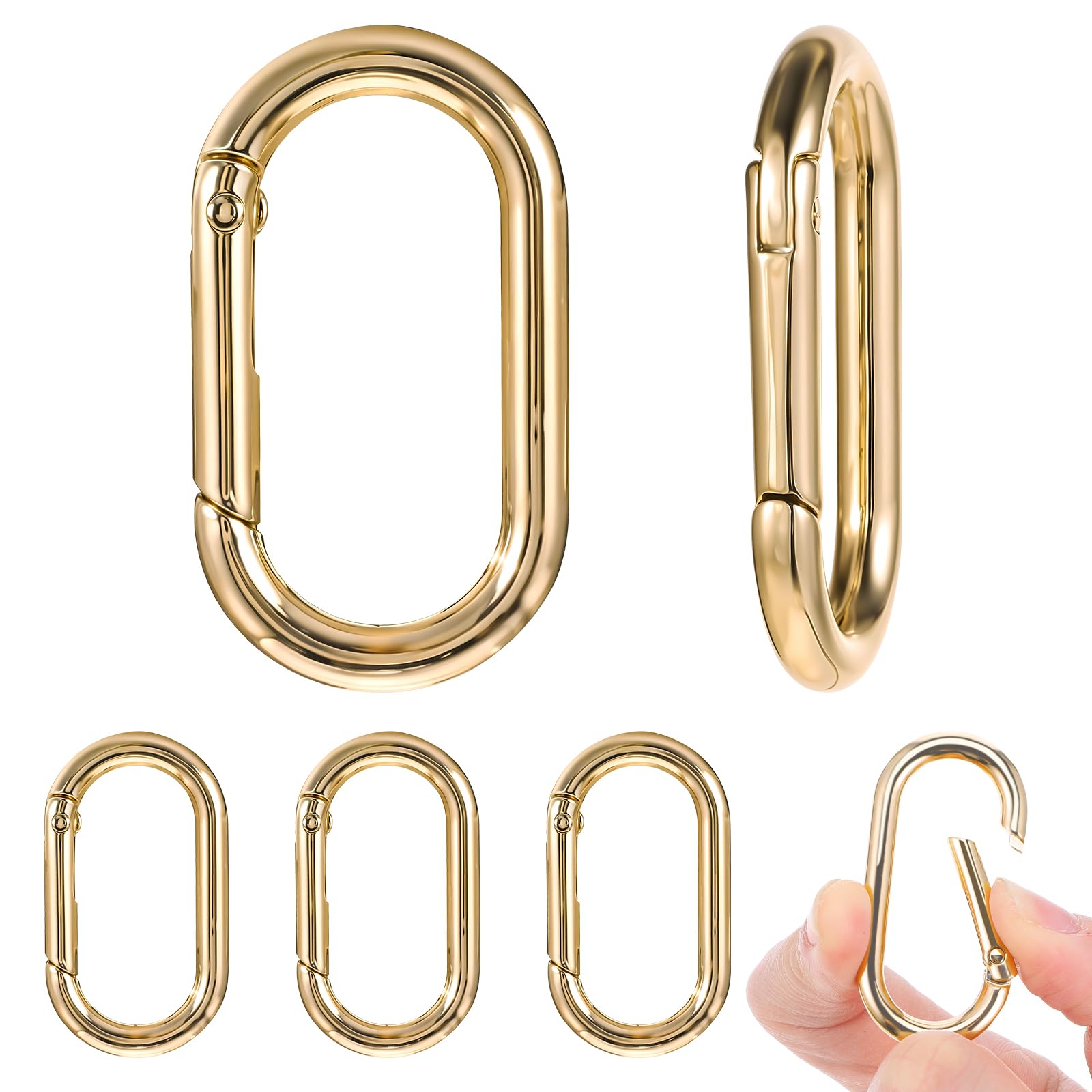 JJUNW 6 clip a molla, ovali, per chiavi, borse, borse, targhette per cani (4 x 0,238 cm)