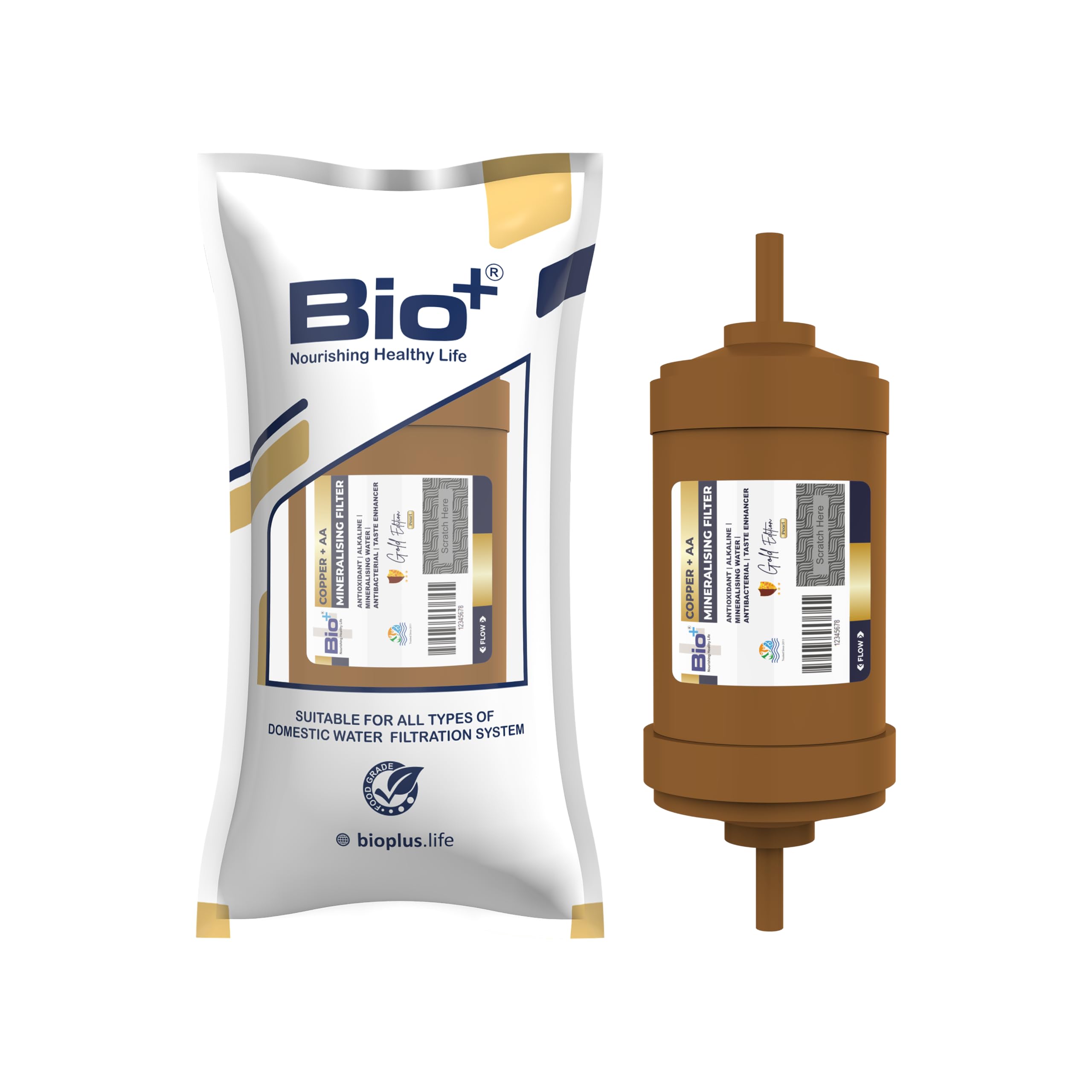 5 Inch 7-in-1 Copper AA + Water Filter for RO + UV - Antioxidant Media, Antibacterial Inline RO Replacement Filter, Enhances pH, Adds Essential Minerals & Lowers ORP - 3000 L - Gold Edition-image-37