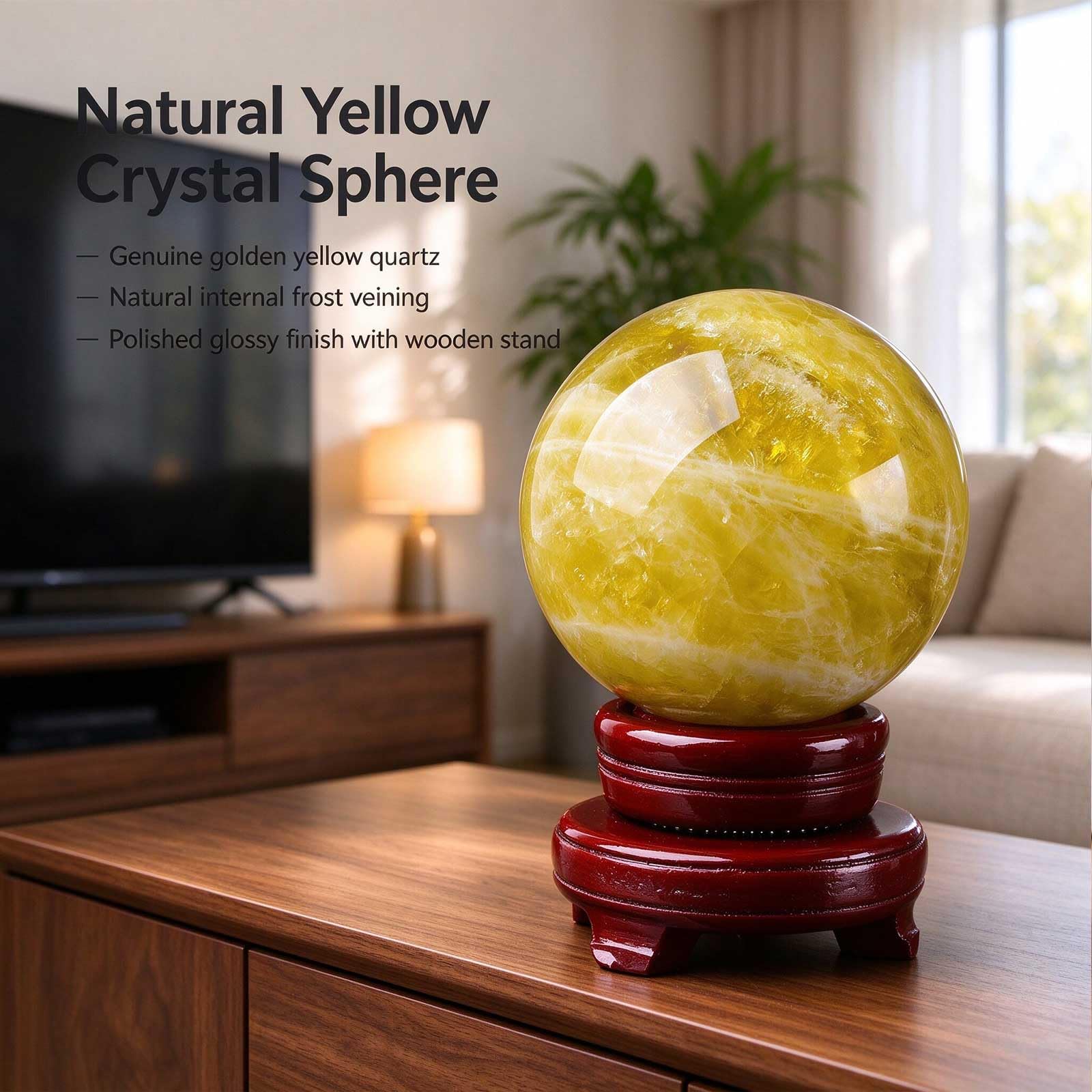 Bola de Cristal de Citrino Natural Esfera de Cuarzo Amarillo Pulida