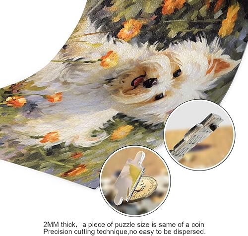 Miniatura 3 de Rompecabezas de jardín de perros lindos de 500 piezas para adultos, rompecabezas educativos de aprendizaje, juguetes familiares difíciles y