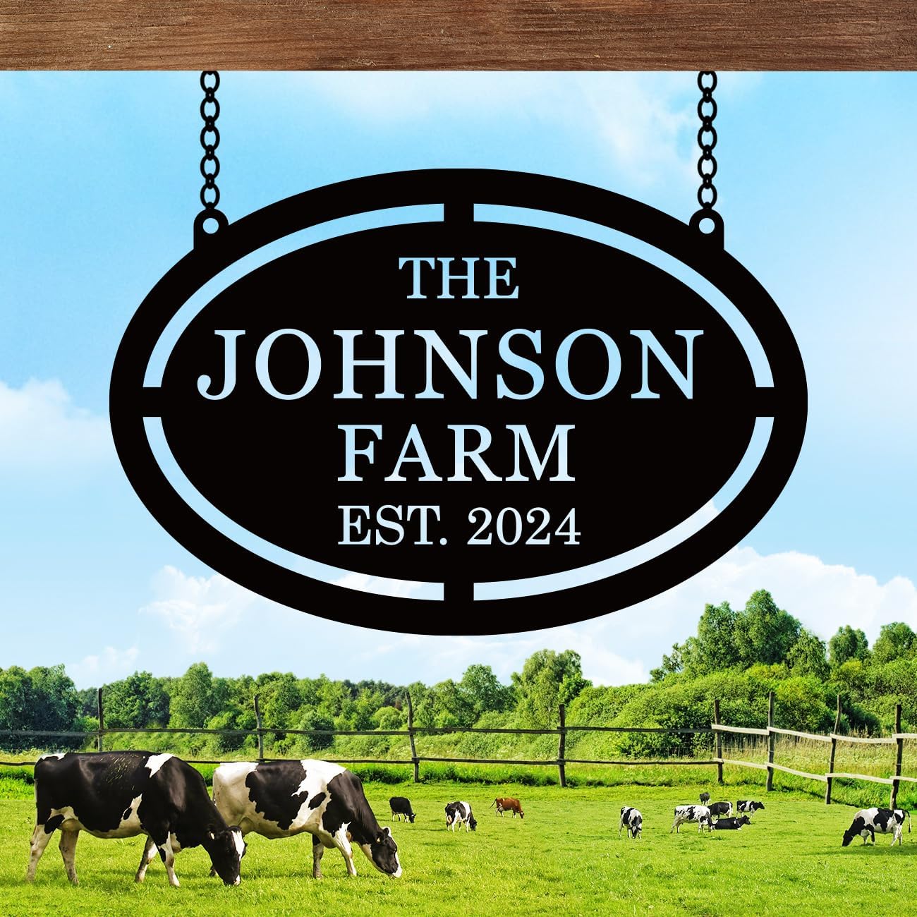 Custom Large Last Name Farm Metal Signs Outdoor, Personalized Family Name Sign with Hanging Bracket, Farmhouse Entrance Sign, Gate Sign, Ranch Sign, Gift for Dad's Day, Farmer Gift