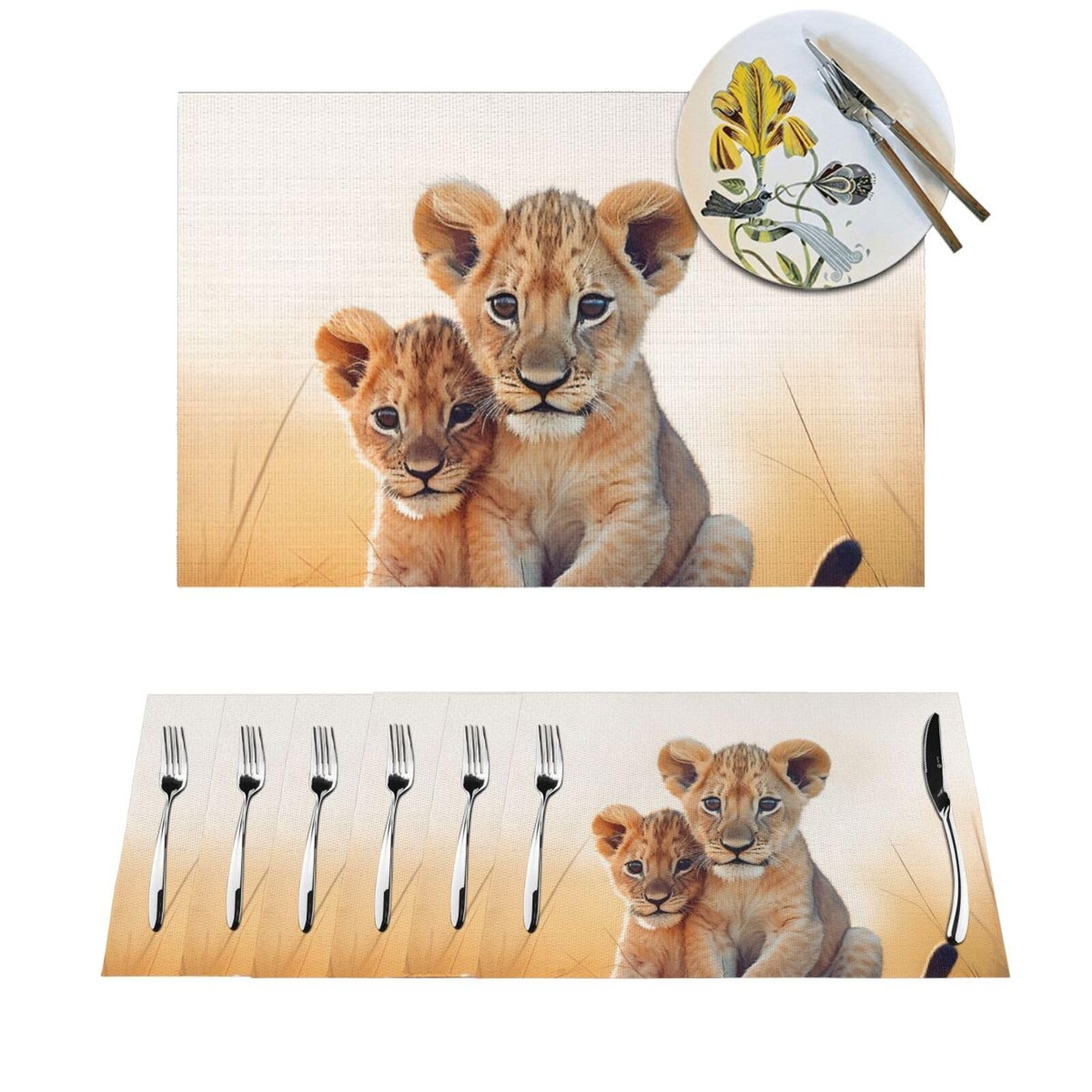 Set de table lion lavable pour stopper les taches sur table en bois