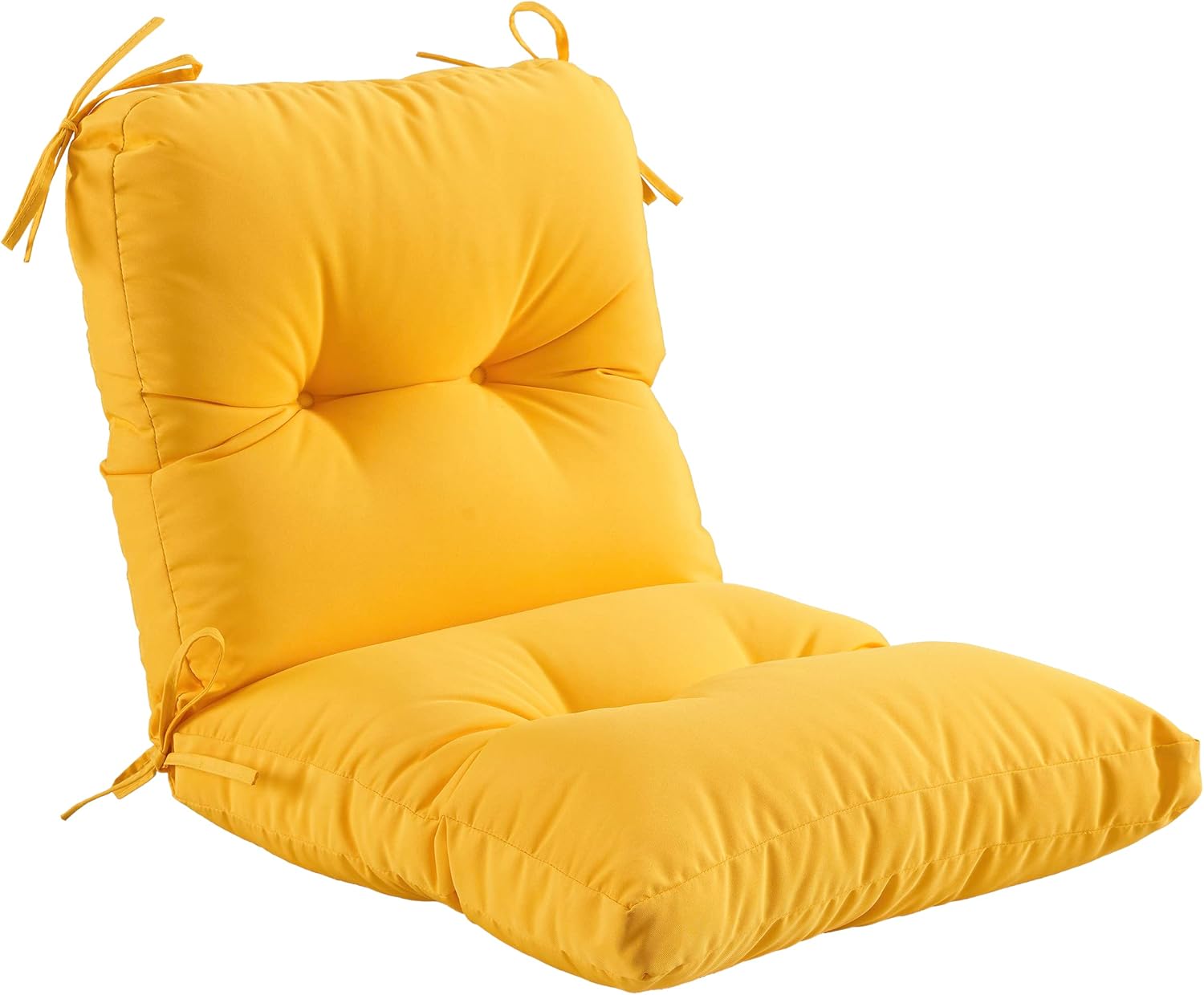 Outdoor Indoor Seat/Back Chair Tufted Cushion,All-Weather Patio Chair Cushion with Ties,for Patio Furniture,Yellow