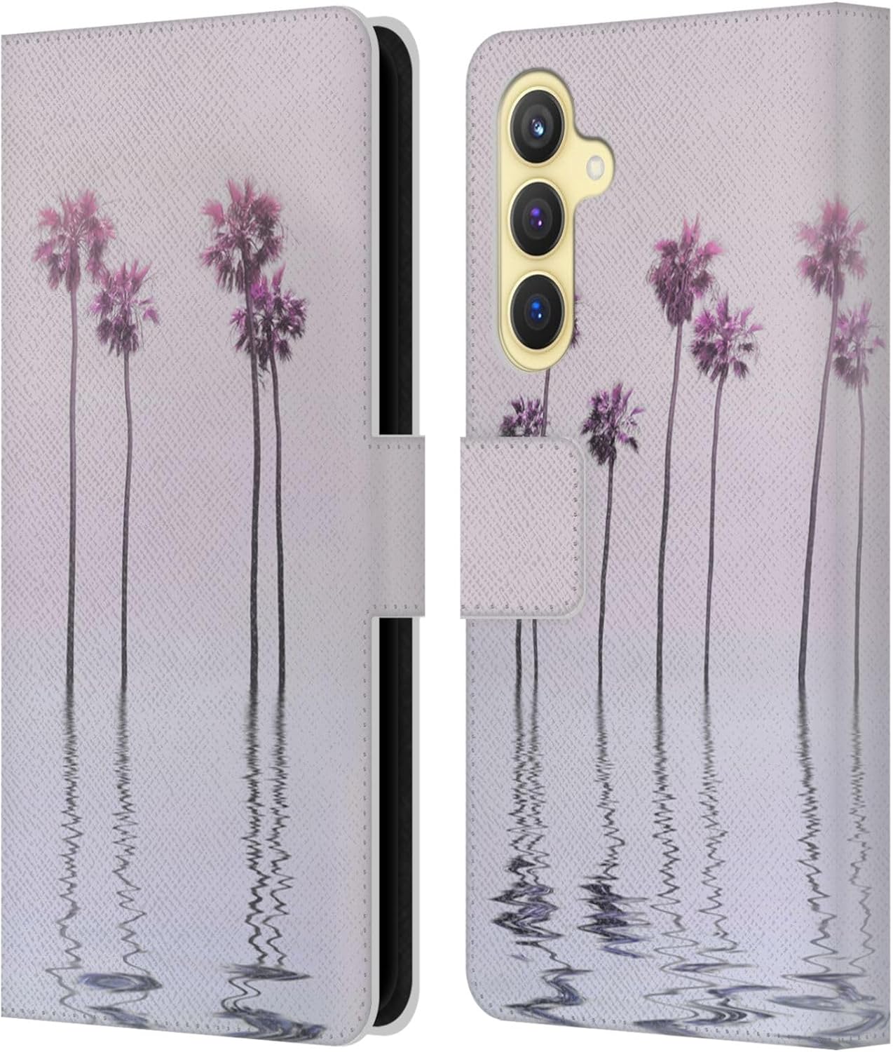 Head Case Designs Officially Licensed LebensArt Water Palm Trees Pastels Leather Wallet Case Compatible with Samsung Galaxy S23 FE 5G