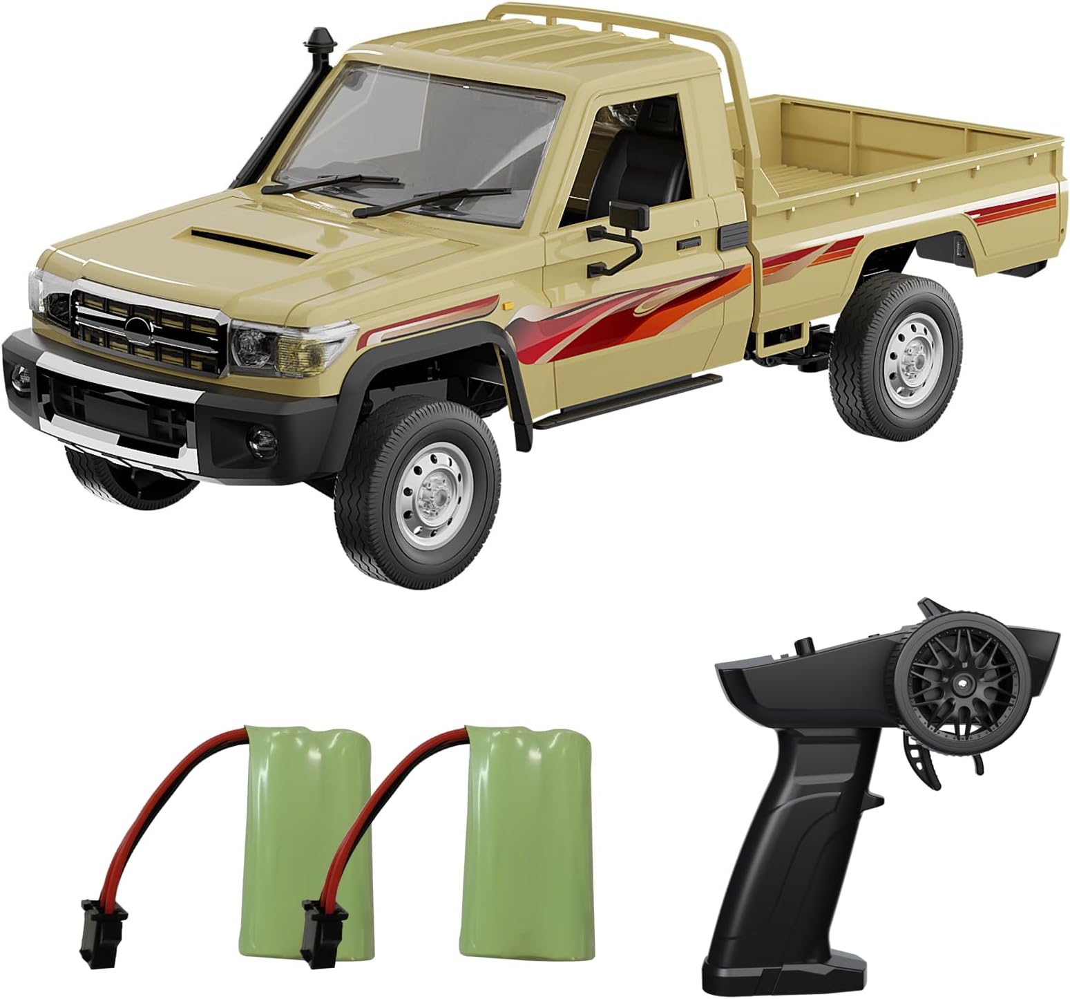 RC Rock Crawler RC Truck, 1:14 Scale Remote Control Car, 2.4GHz All Terrains RC Crawler Off Road RC Pickup Truck with LED Lights and 2 Batteries for Adults (Yellow)