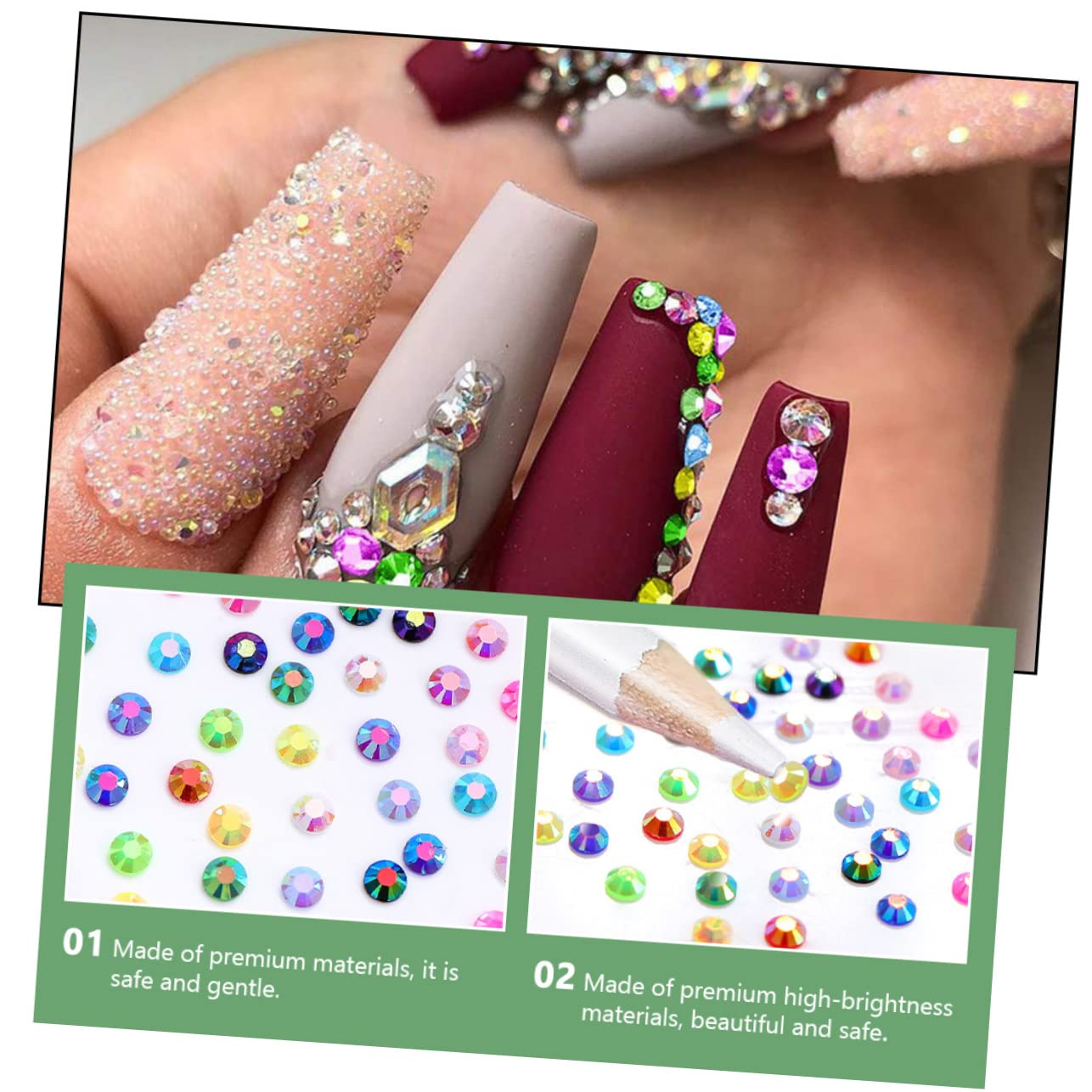 Set de Gemas para Uñas de Resina, 1 Caja, 15 Colores