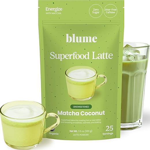 Blume Superfoods Latte Matcha Green Tea Powder - Matcha Powder with Coconut, L-Theanine and Natural Caffeine for All Day Energy & Focus - Organic Matcha from Shizuoka Japan - Matcha Latte 30 Servings