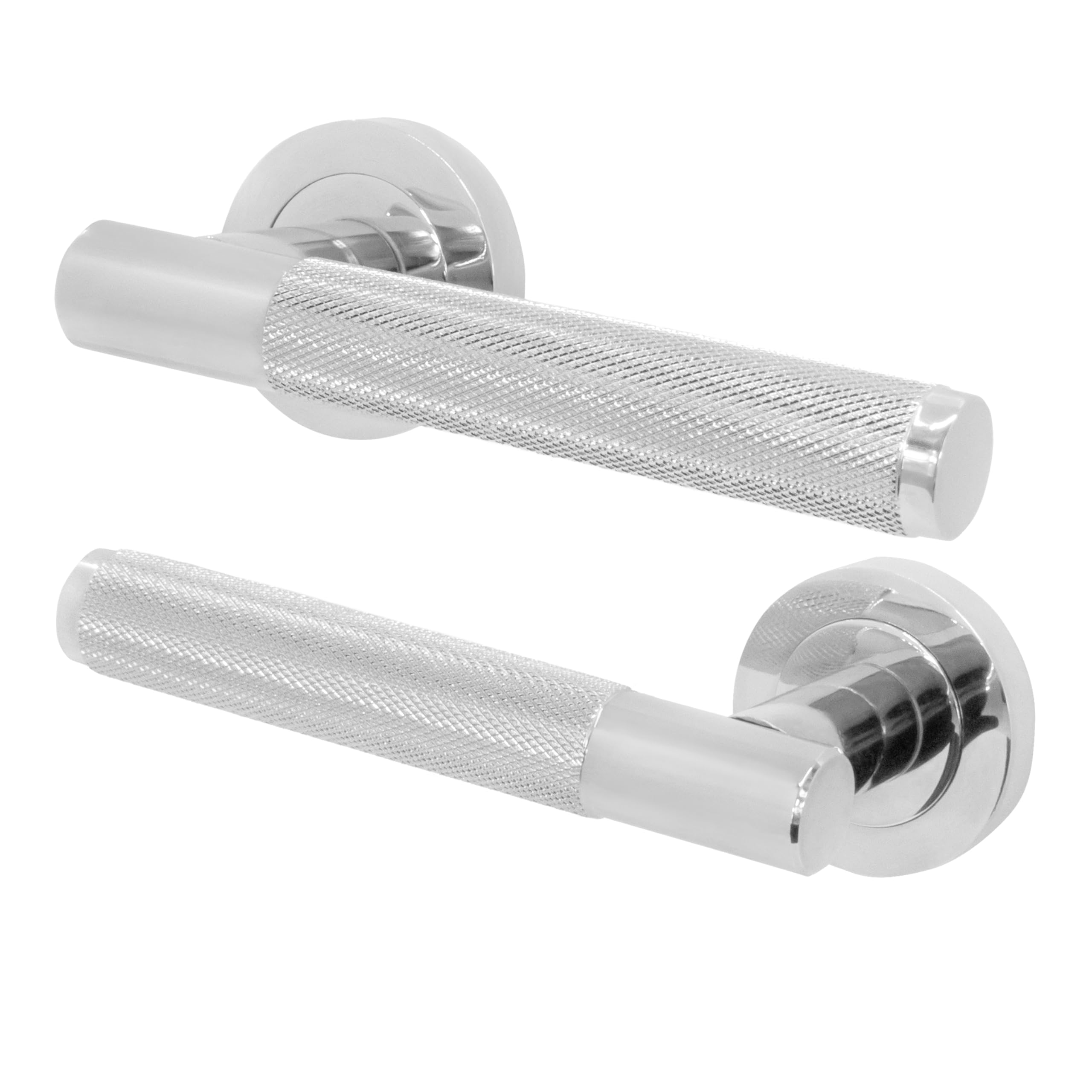 Eai Polished Chrome Chrome Fire Door Handle, Internal Lever On Rose Fire Rated Door Handle, Varri Range 1 Pair
