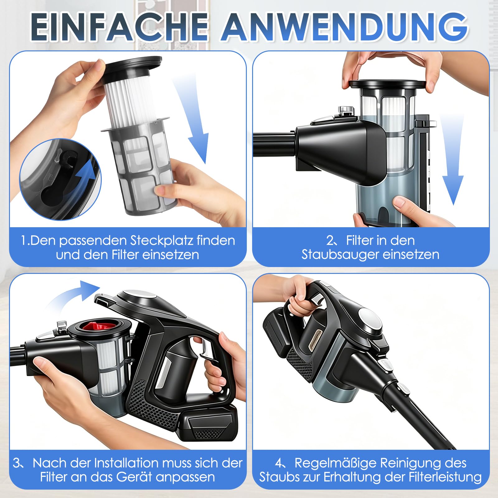 Zestaw 2 filtrów zamiennych do Bosch Unlimited Gen2 Series 8 – zawiera 2 x filtr HEPA, 2 x ochrona przed kłaczkami + szczotka do czyszczenia, kompatybilny z Bosch 12036642, 12023349