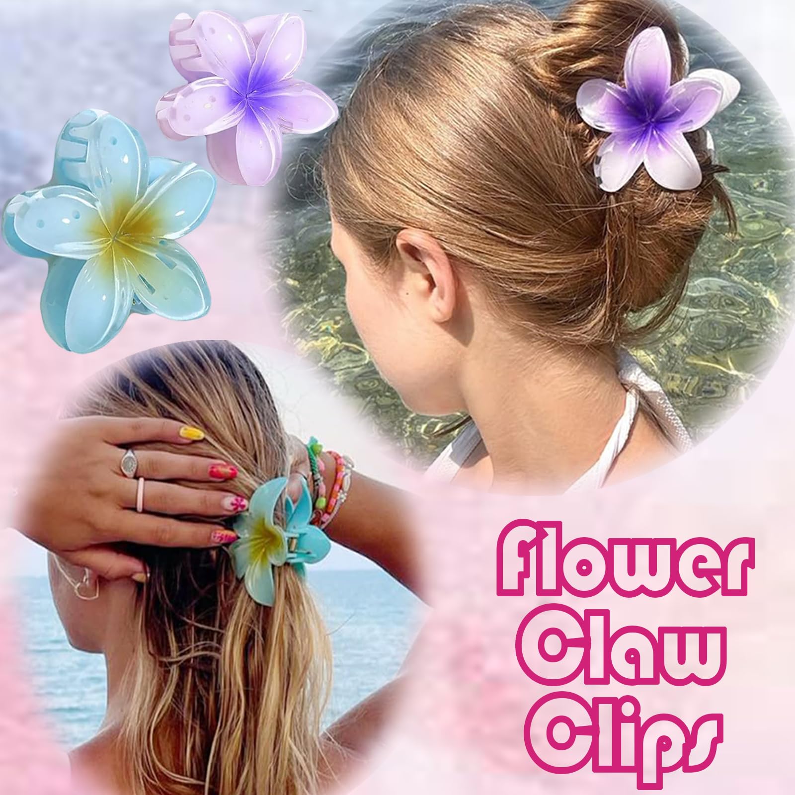 6Pcs Flower Claw Clips, Strong Hold Nonslip Hair Clips for Women and Girls Flower Hair Clip for Women Girls Holiday Gifts (Multicolour) - Image 4
