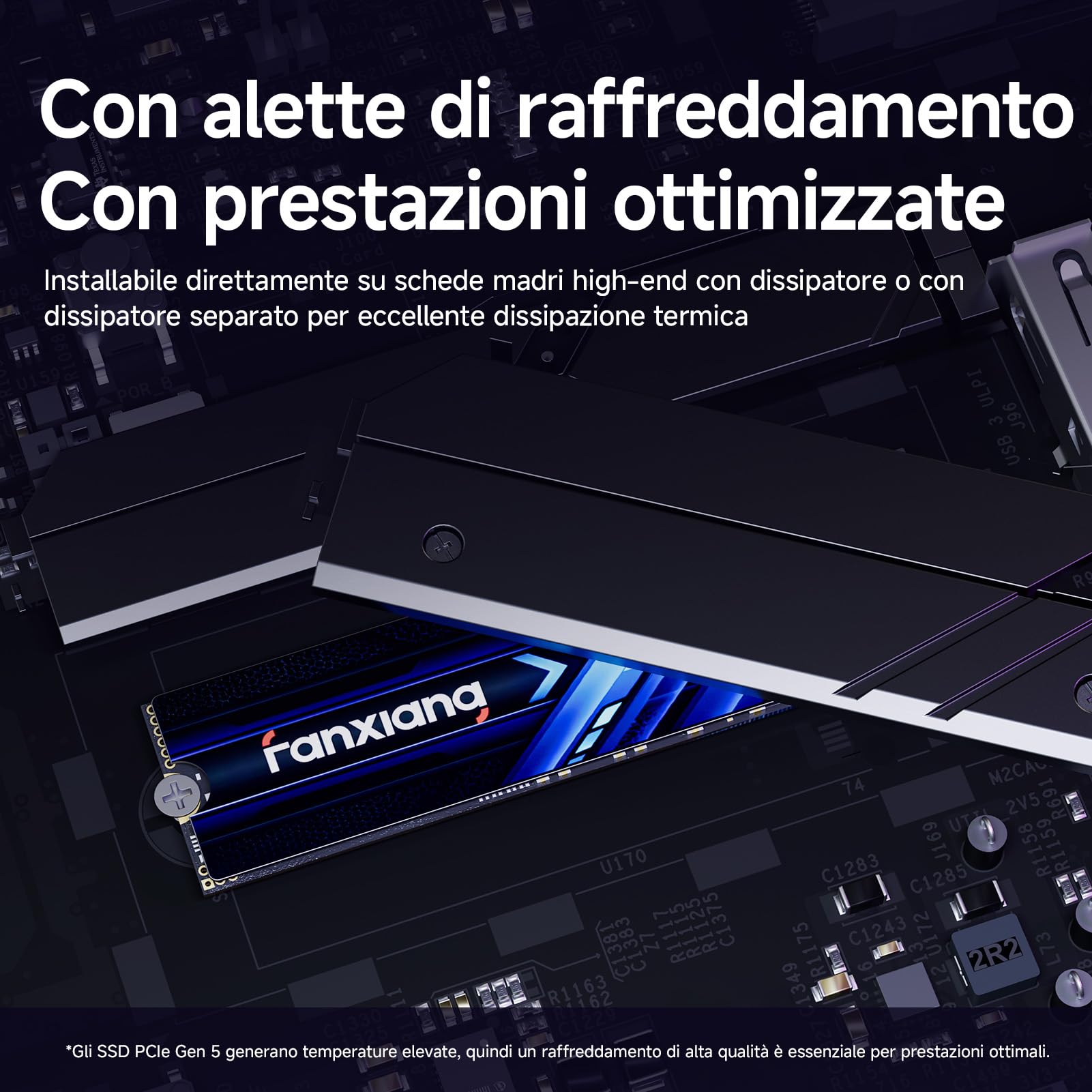 fanxiang SSD NVMe 2TB M.2 2280 PCIe 5.0 DRAM, fino a 14000 MB/s, S910 Pro | 232-layer 3D NAND TLC, LPDDR4 DRAM, NVMe 2.0, DirectStorage, fino a 10000 MB/s in scrittura