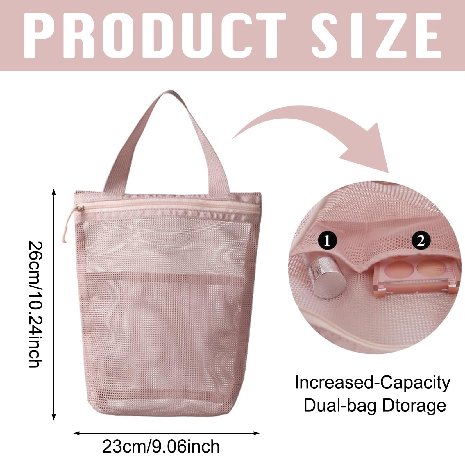 Wash Bag in Rete, Borsa da Doccia in Rete, Portatile Organizer in Retes, Asciugatura Rapida Borsas da Trasporto per Articoli da Toilette con Tre Scomparti per Palestra Viaggi Campeggio Nuoto