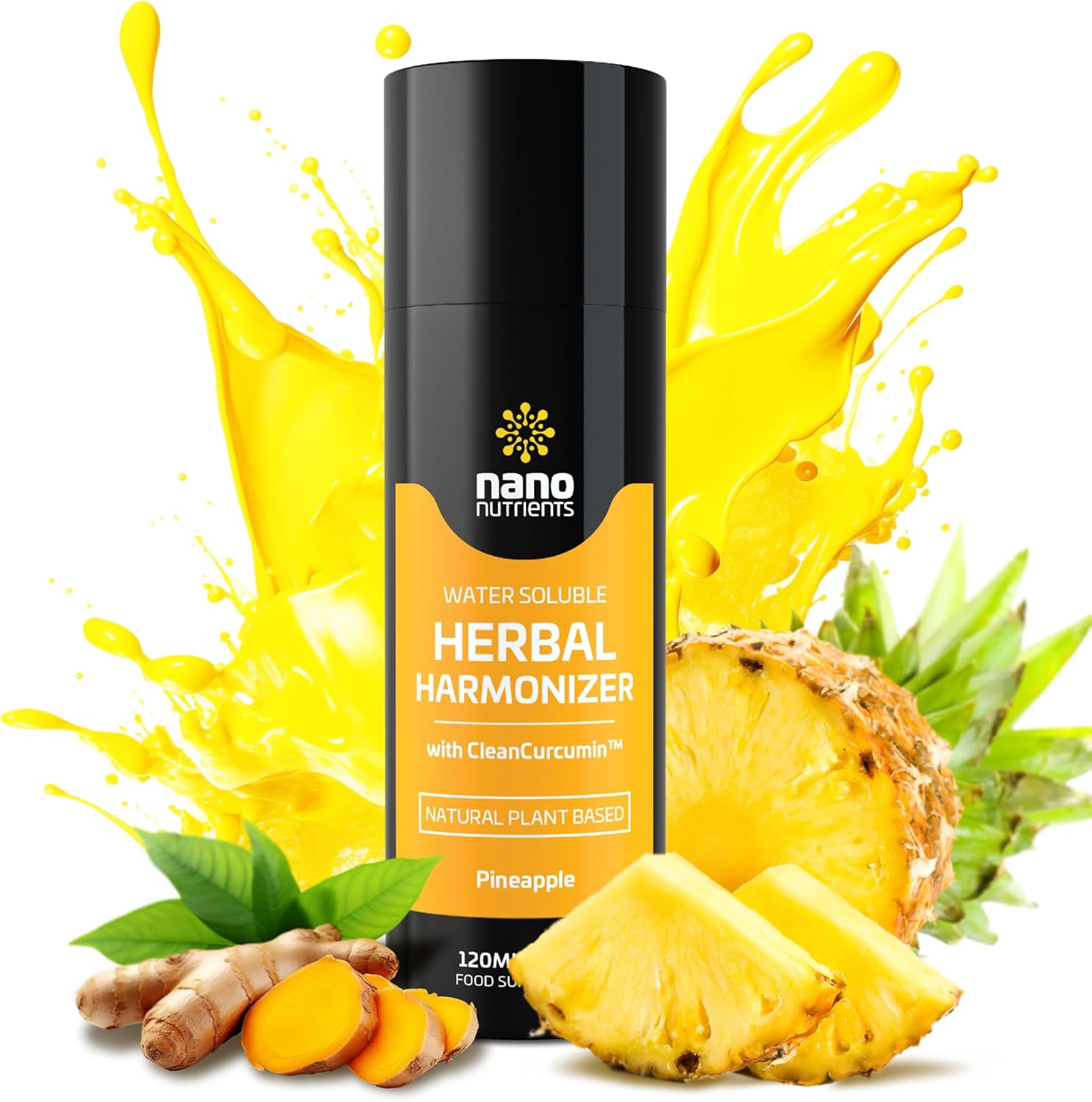 Herbal Harmonizer with CleanCurcumin(TM) - Multi Botanical Antioxidants Supplement - Water Soluble - Nano Curcumin - Holistic Wellness Defender - Healthy Drink Mix (4 fl.oz, Pineapple)