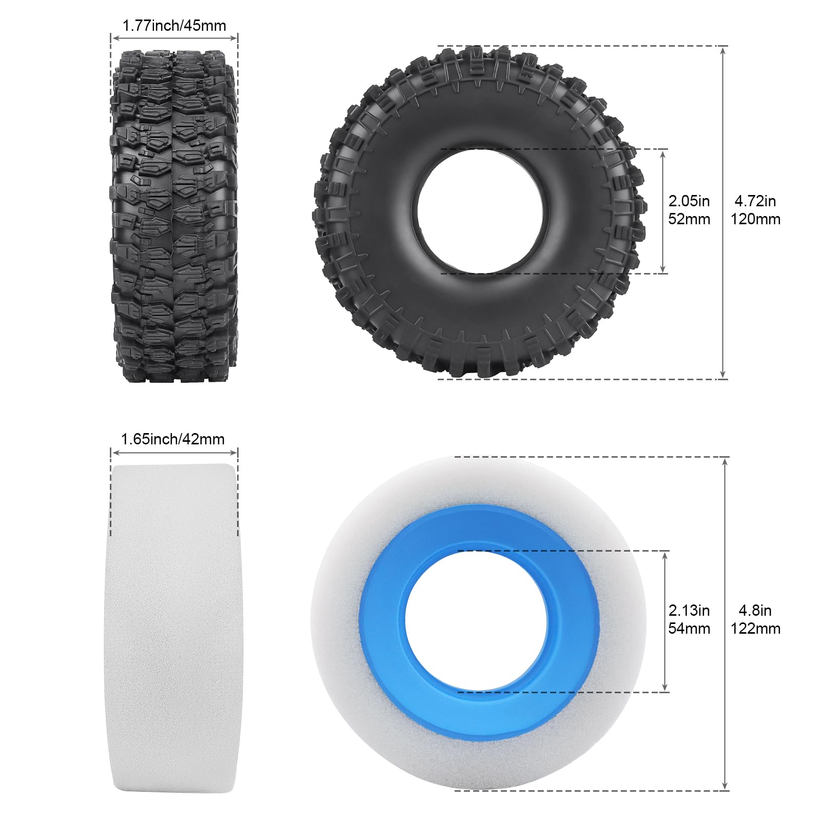 Jaco Tires Low Profile Purple (Firm Rubber) Foam Tires On Prism VXL Wheels (2): RU/ST VXL, JAC2030LP