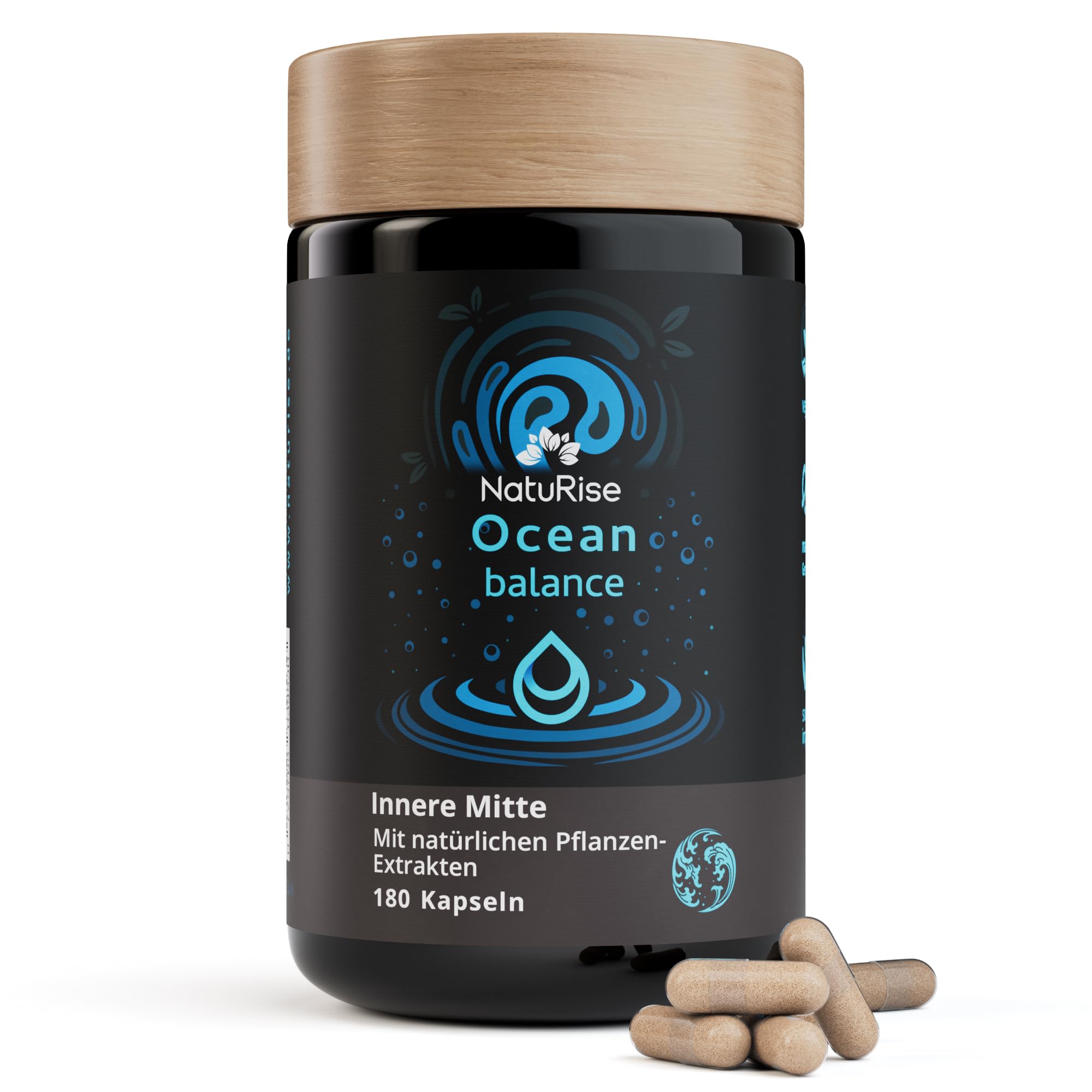 NatuRise® Ocean Balance Innere Mitte [180 KAPSELN] - Premium Supplement mit Bitterstoffen & 9 Pflanzenextrakten - Mit Artischocke, Löwenzahn, Ingwer & Fenchel - Laborgeprüft, Vegan & Ohne Zusätze