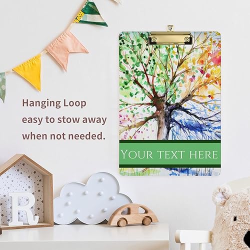 Miniatura 7 de Portapapeles de árbol personalizado para cuatro estaciones, tamaño carta, portapapeles personalizados con clip de metal de perfil bajo para colgar,