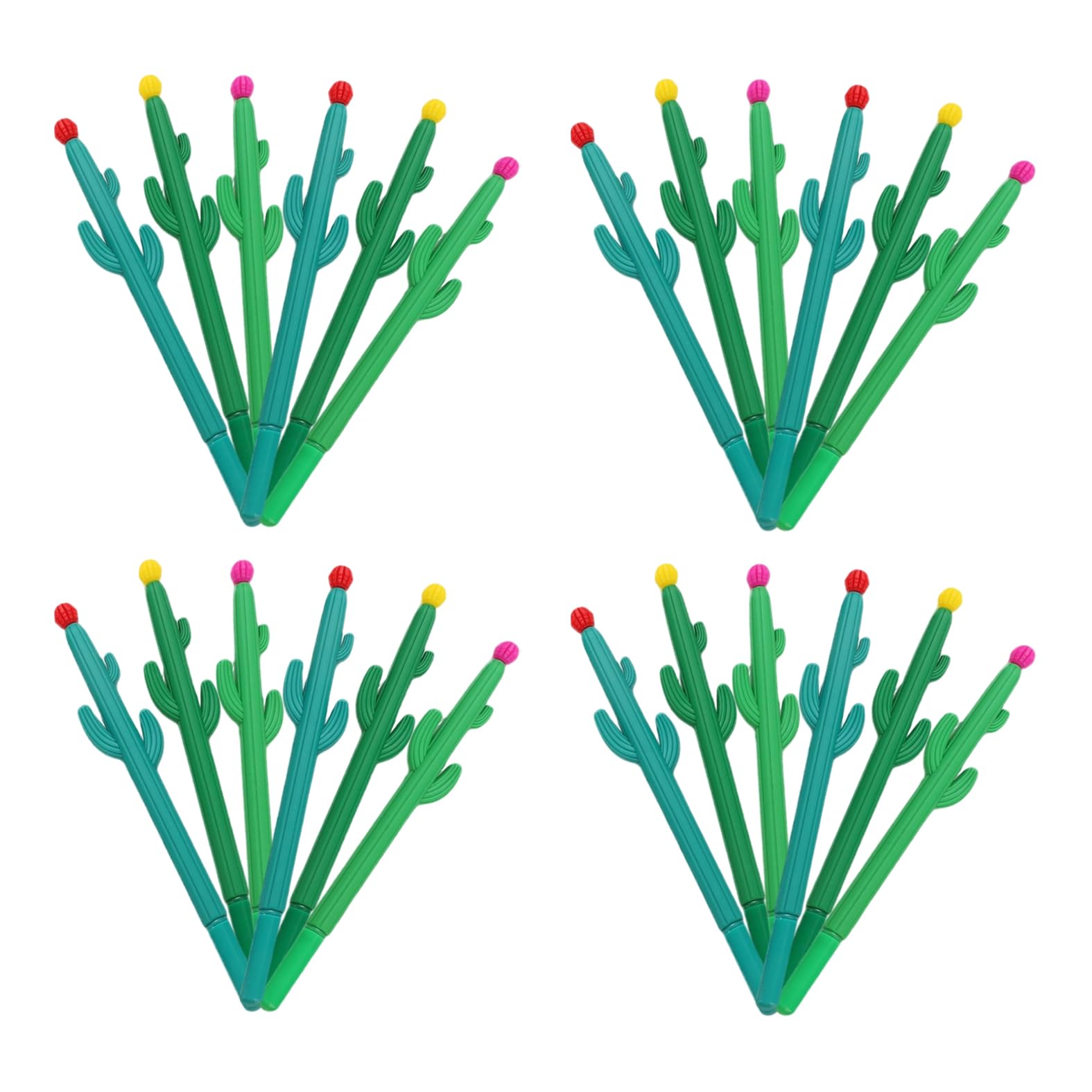 Cactus Shaped Roller Pen, Black Gel Ink, Cactus Shaped Flower Pen, Cute Style, 24 PCS