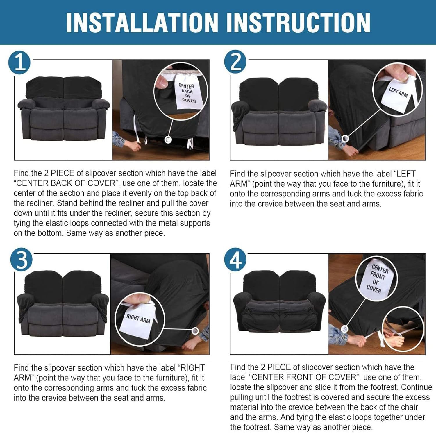 Funda de terciopelo de felpa para sofá reclinable de 2 asientos, funda elástica con bolsillos, suave y cómoda, antideslizante, protector de muebles (gris claro)