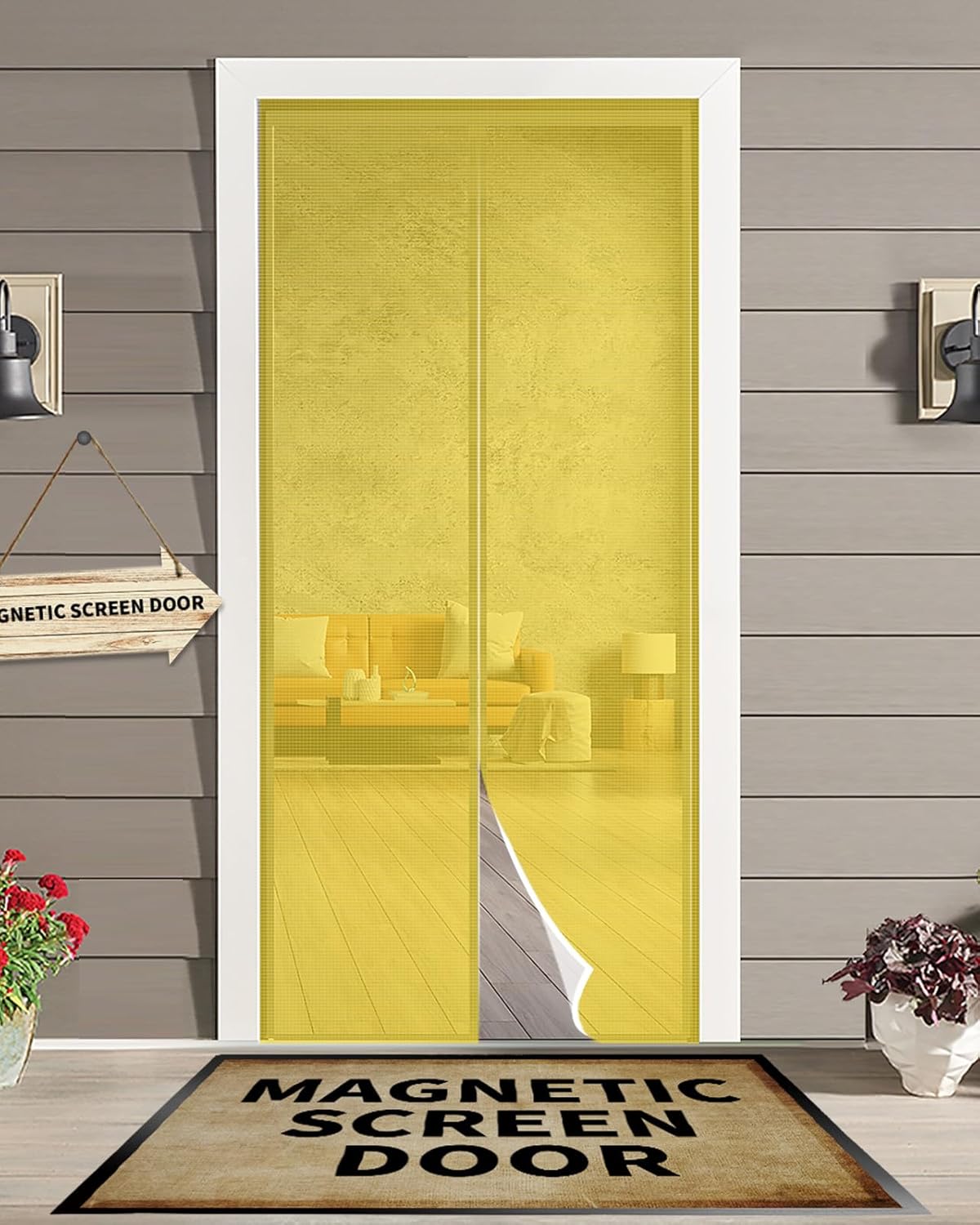 Yellow Screen Door, Solid Color Modern Minimalist Art Hands Free