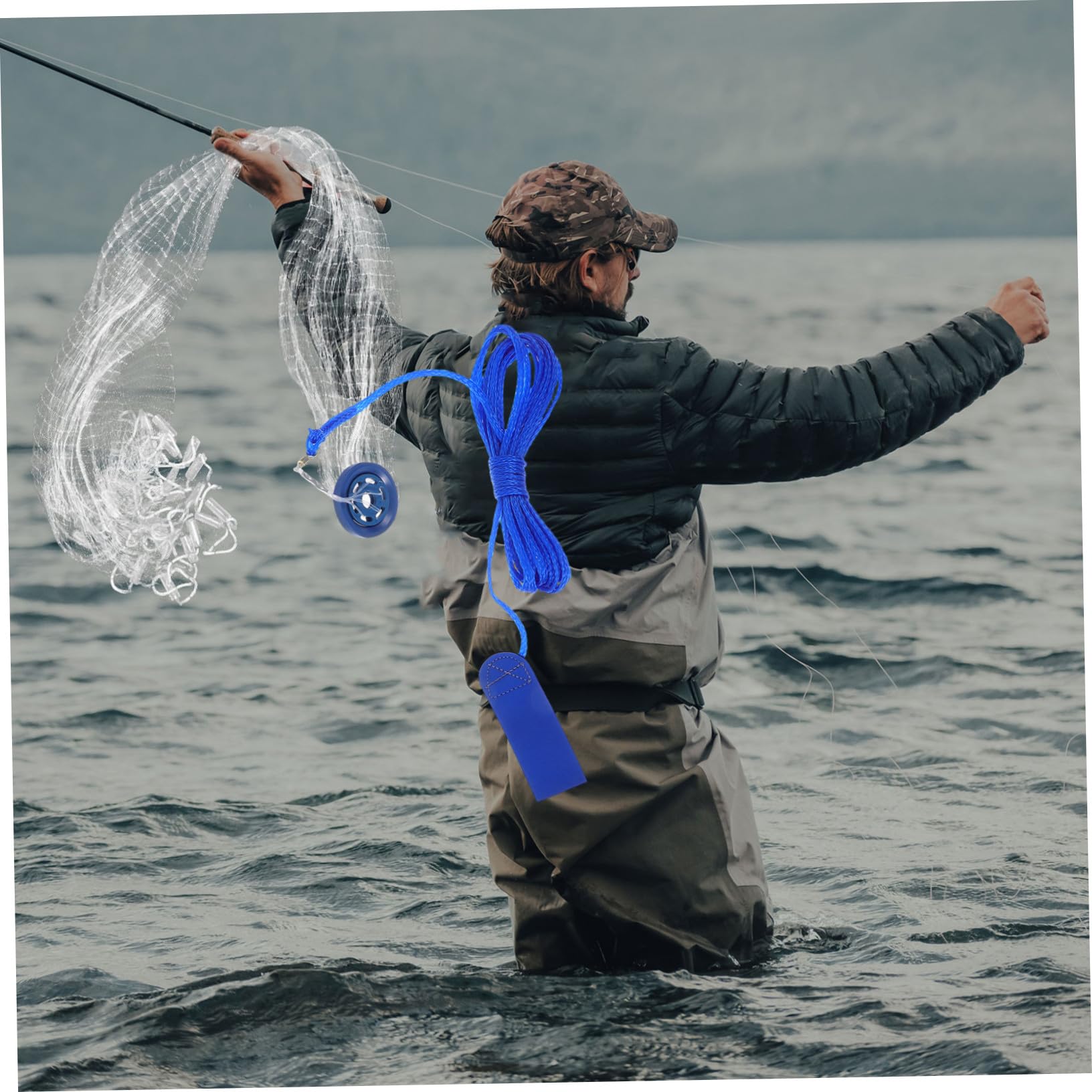 TOYANDONA 1.5m Rete Per Pesca Mano Con Pesi Monofilamento Leggero e Durevole Retino Da Lancio Per Acqua Dolci e Salate Per Pesci Gamberetti e Trappole