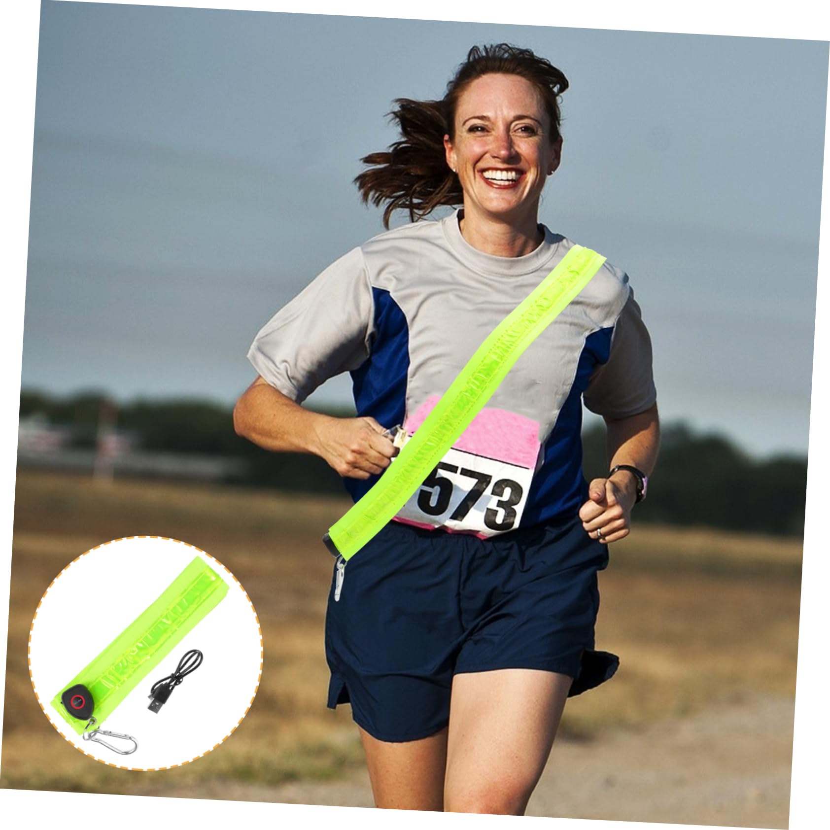 TOYANDONA Bretelles croisées Lumineuses lumières Ceinture Brassard de Course à Pied Ceinture réfléchissante de sécurité Ceinture d'épaule de Course de Nuit Nylon Vert